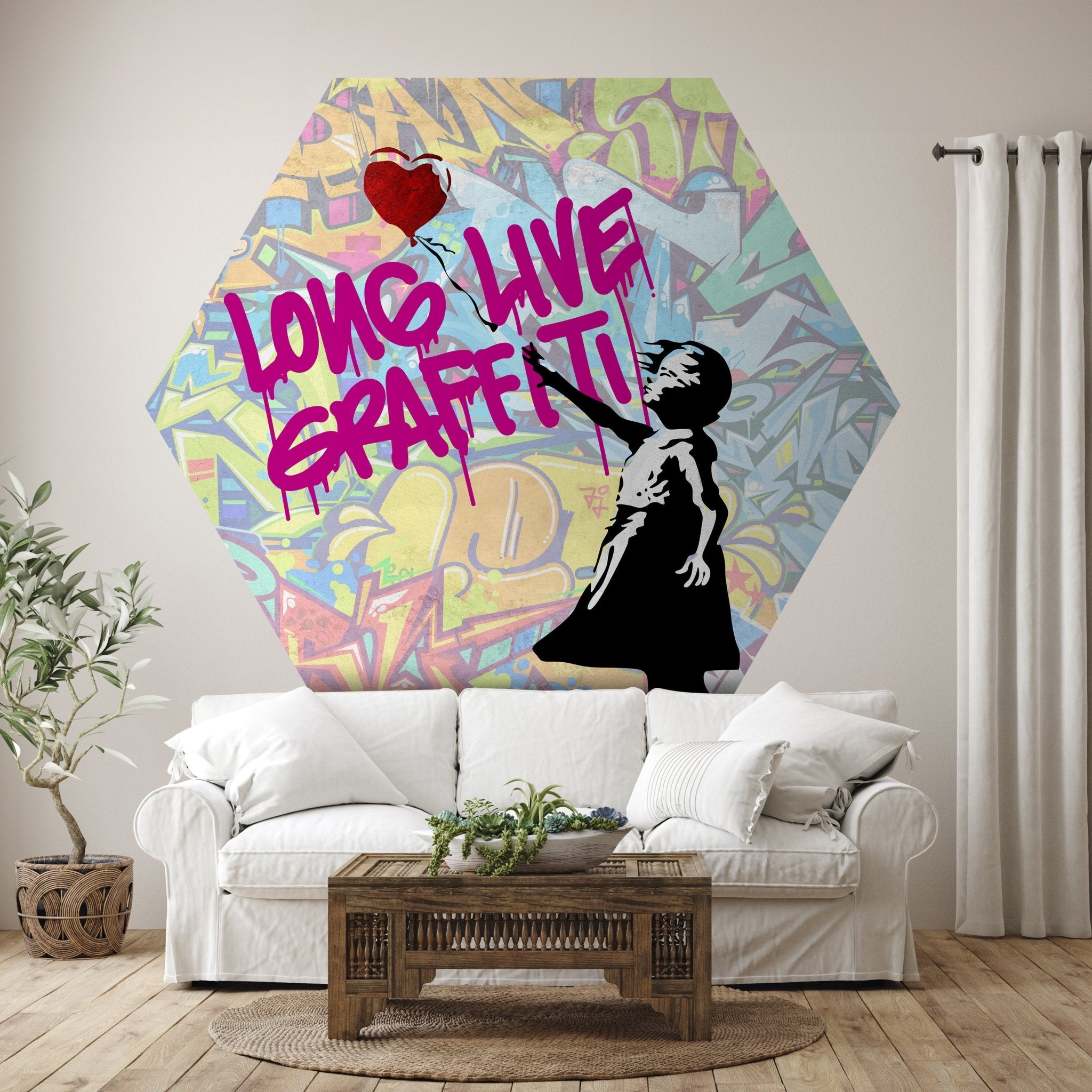 Hexagon-Fototapete Banksy Street Art M0075 - Bild 1 Hexagon-Fototapete Banksy Street Art M0075 - Bild 1