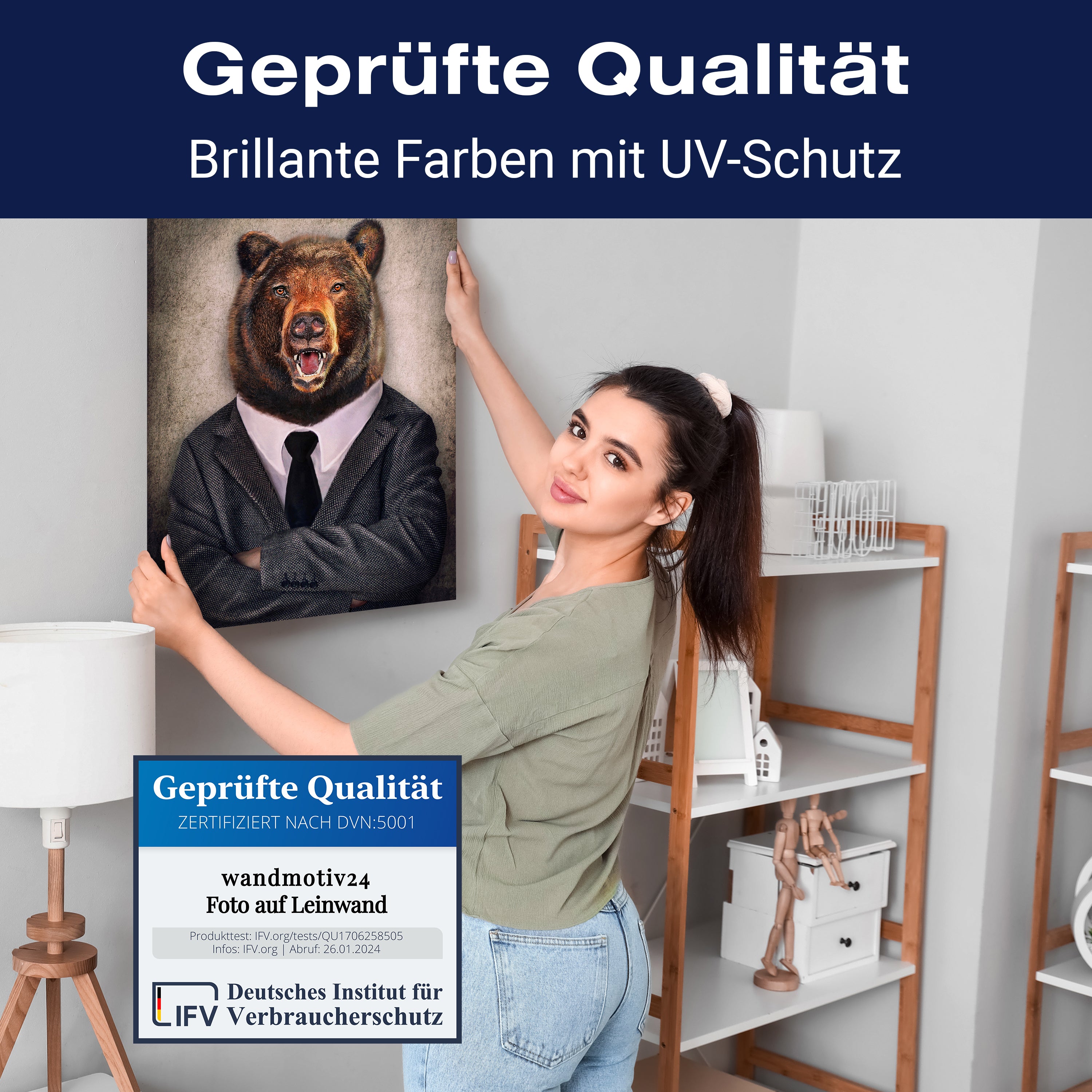 Leinwandbild Tiere, Hochformat, Buisness Bär M0092 kaufen - Bild 4 Leinwandbild Tiere, Hochformat, Buisness Bär M0092 kaufen - Bild 4