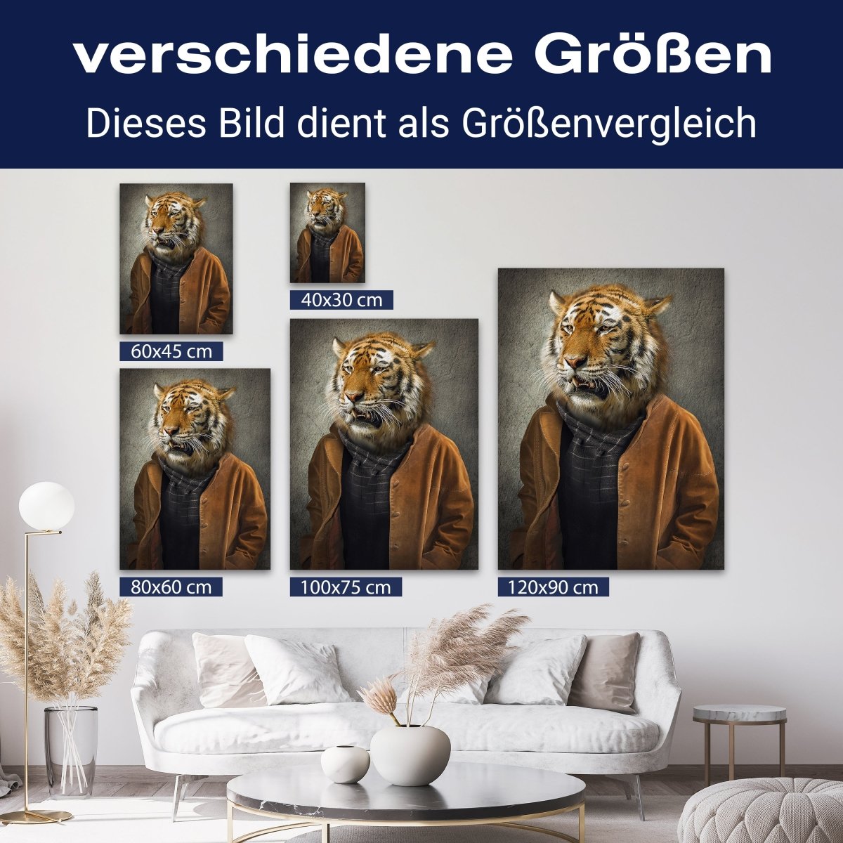Leinwandbild Tiere, Hochformat, Casual Tiger M0093 kaufen - Bild 8 Leinwandbild Tiere, Hochformat, Casual Tiger M0093 kaufen - Bild 8