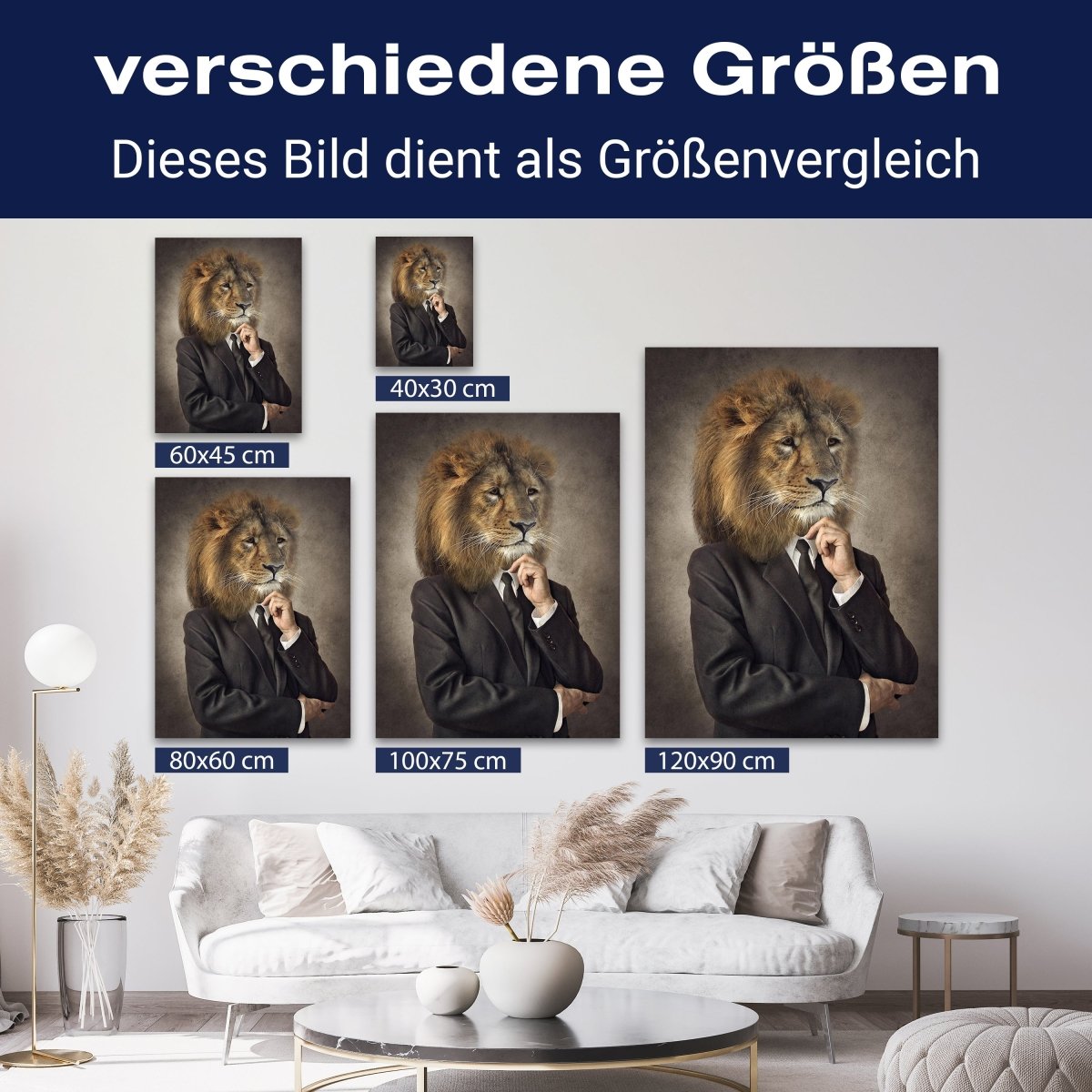 Leinwandbild Tiere, Hochformat, Buisness Löwe M0095 kaufen - Bild 8 Leinwandbild Tiere, Hochformat, Buisness Löwe M0095 kaufen - Bild 8