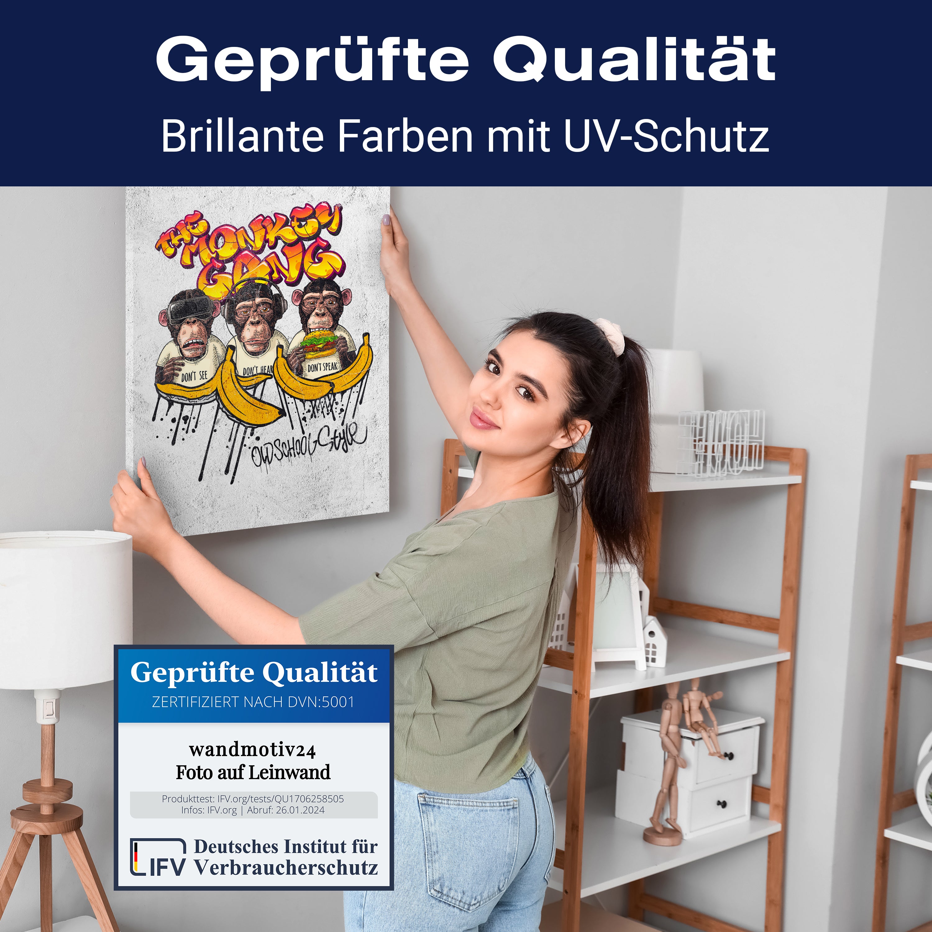 Leinwandbild Tiere, Hochformat, Monkey Gang M0097 kaufen - Bild 4 Leinwandbild Tiere, Hochformat, Monkey Gang M0097 kaufen - Bild 4