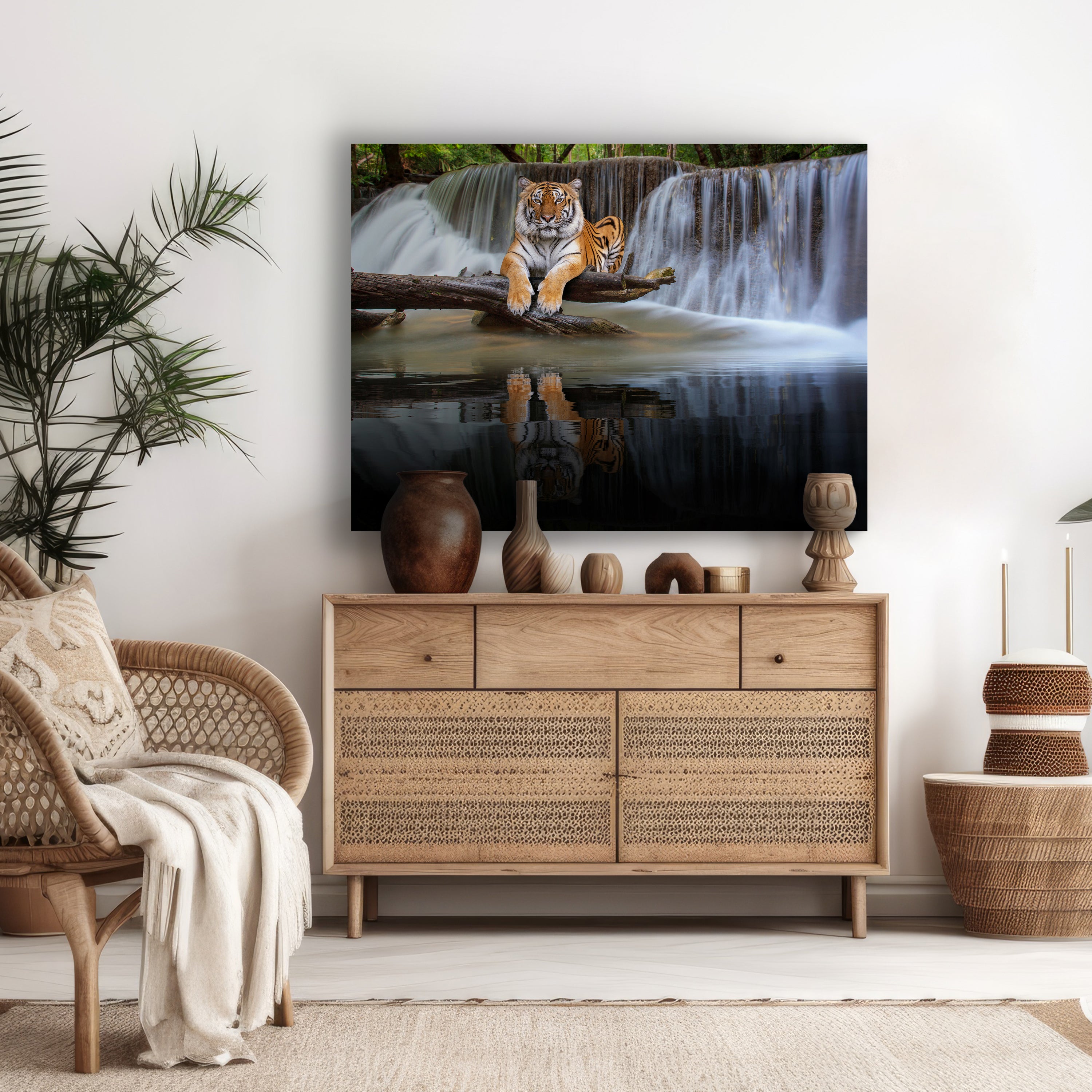 Leinwandbild Tiere, Querformat, Tiger am Wasserfall M0100 kaufen - Bild 2 Leinwandbild Tiere, Querformat, Tiger am Wasserfall M0100 kaufen - Bild 2