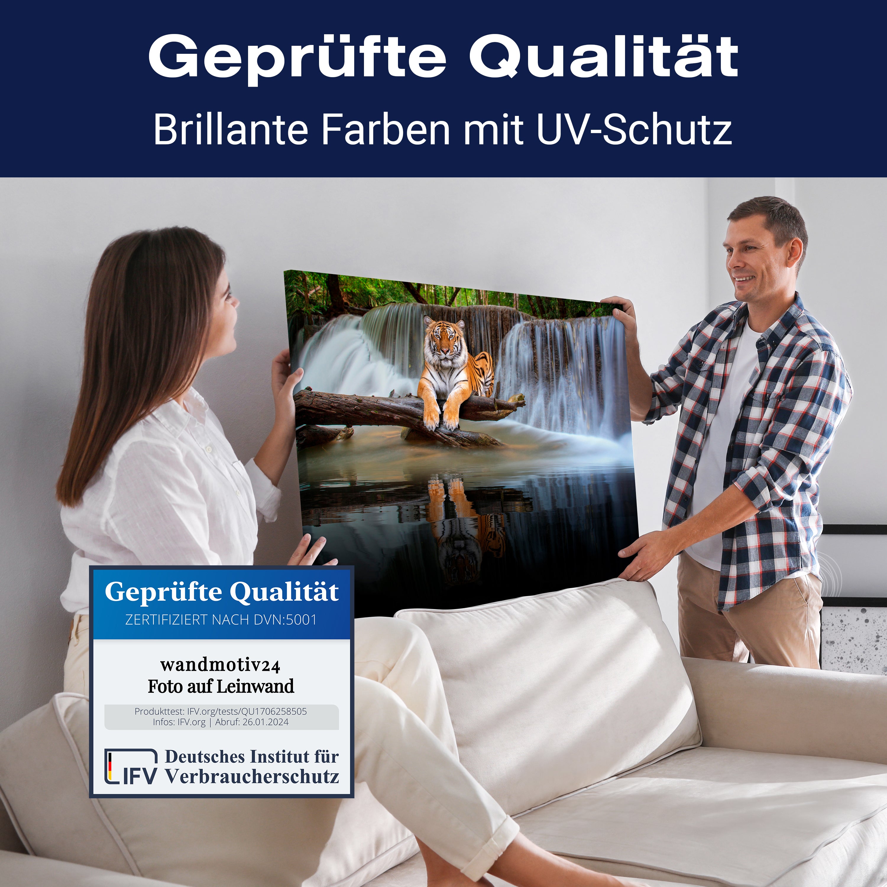 Leinwandbild Tiere, Querformat, Tiger am Wasserfall M0100 kaufen - Bild 4 Leinwandbild Tiere, Querformat, Tiger am Wasserfall M0100 kaufen - Bild 4