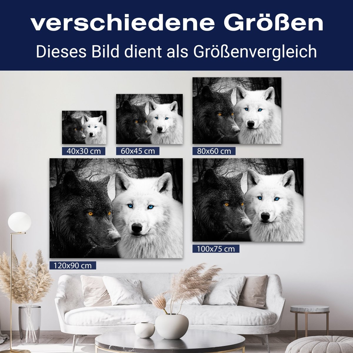 Leinwandbild Tiere, Querformat, Wölfe Schwarz & Weiß M0103 kaufen - Bild 8 Leinwandbild Tiere, Querformat, Wölfe Schwarz & Weiß M0103 kaufen - Bild 8