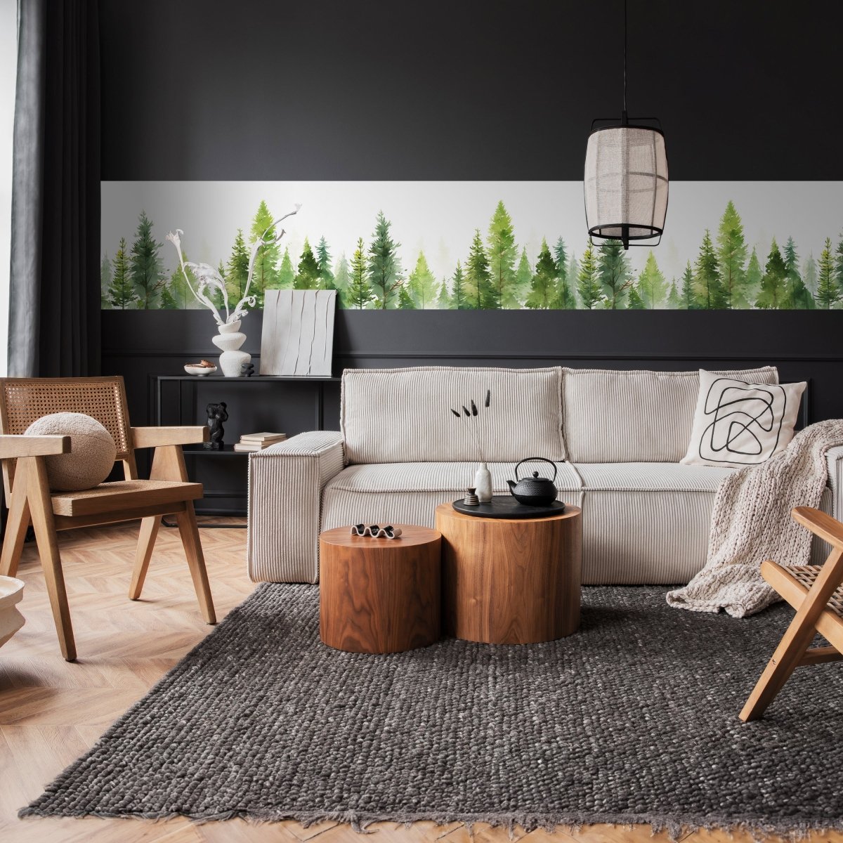 Panorama-Fototapete Aquarell Wald M0106 - Bild 2 Panorama-Fototapete Aquarell Wald M0106 - Bild 2