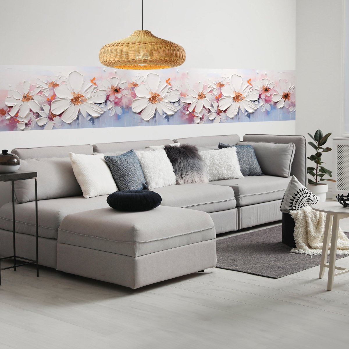 Panorama-Fototapete gemalte Blumen M0108 - Bild 1 Panorama-Fototapete gemalte Blumen M0108 - Bild 1