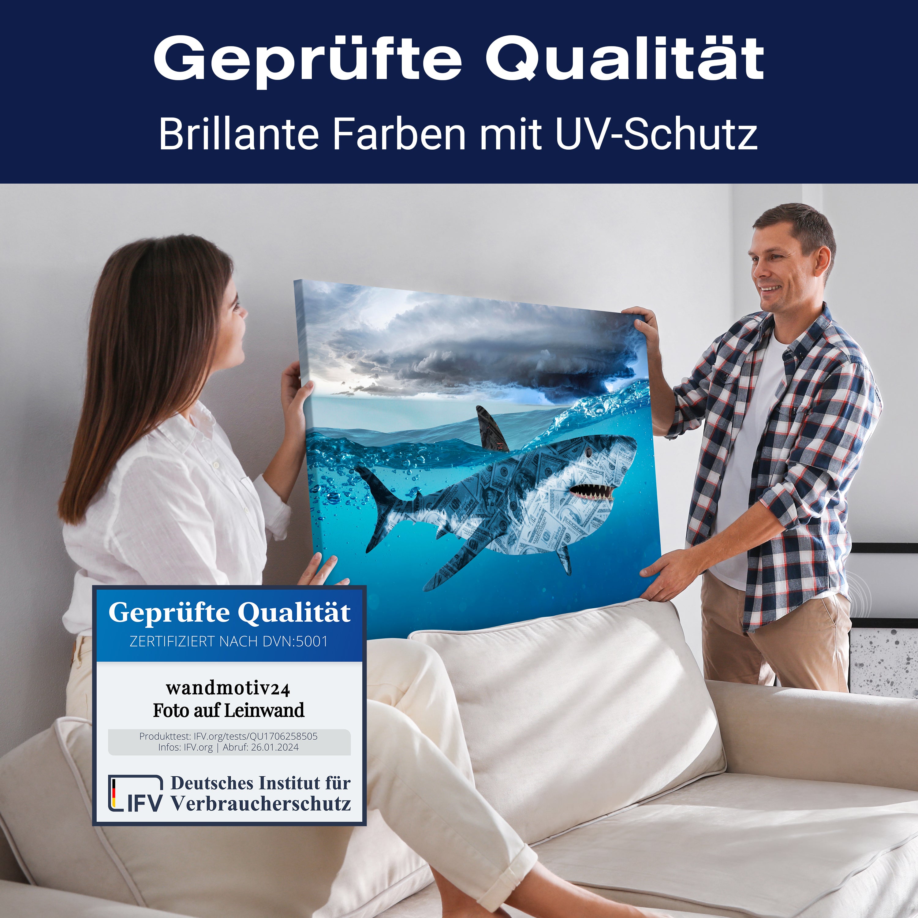 Leinwandbild Motivation, Querformat, Hai Moneyshark M0134 kaufen - Bild 4 Leinwandbild Motivation, Querformat, Hai Moneyshark M0134 kaufen - Bild 4