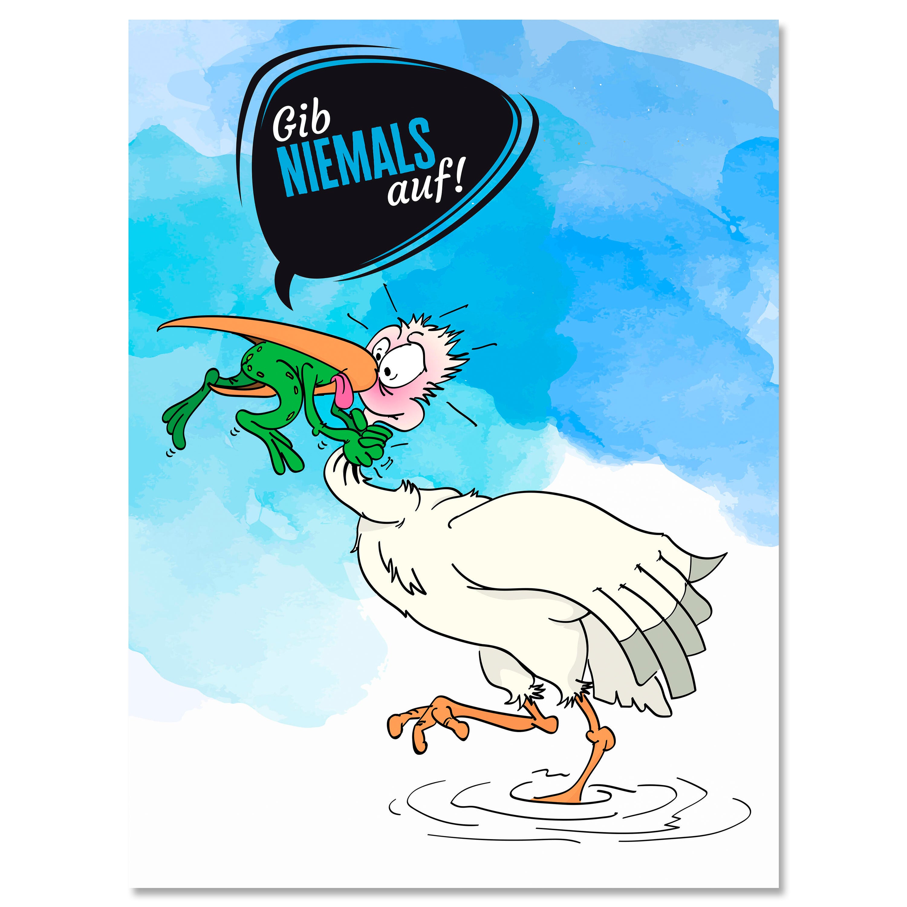 Leinwandbild Motivation, Hochformat, Storch gib niemals auf Blase M0135 kaufen - Bild 1 Leinwandbild Motivation, Hochformat, Storch gib niemals auf Blase M0135 kaufen - Bild 1