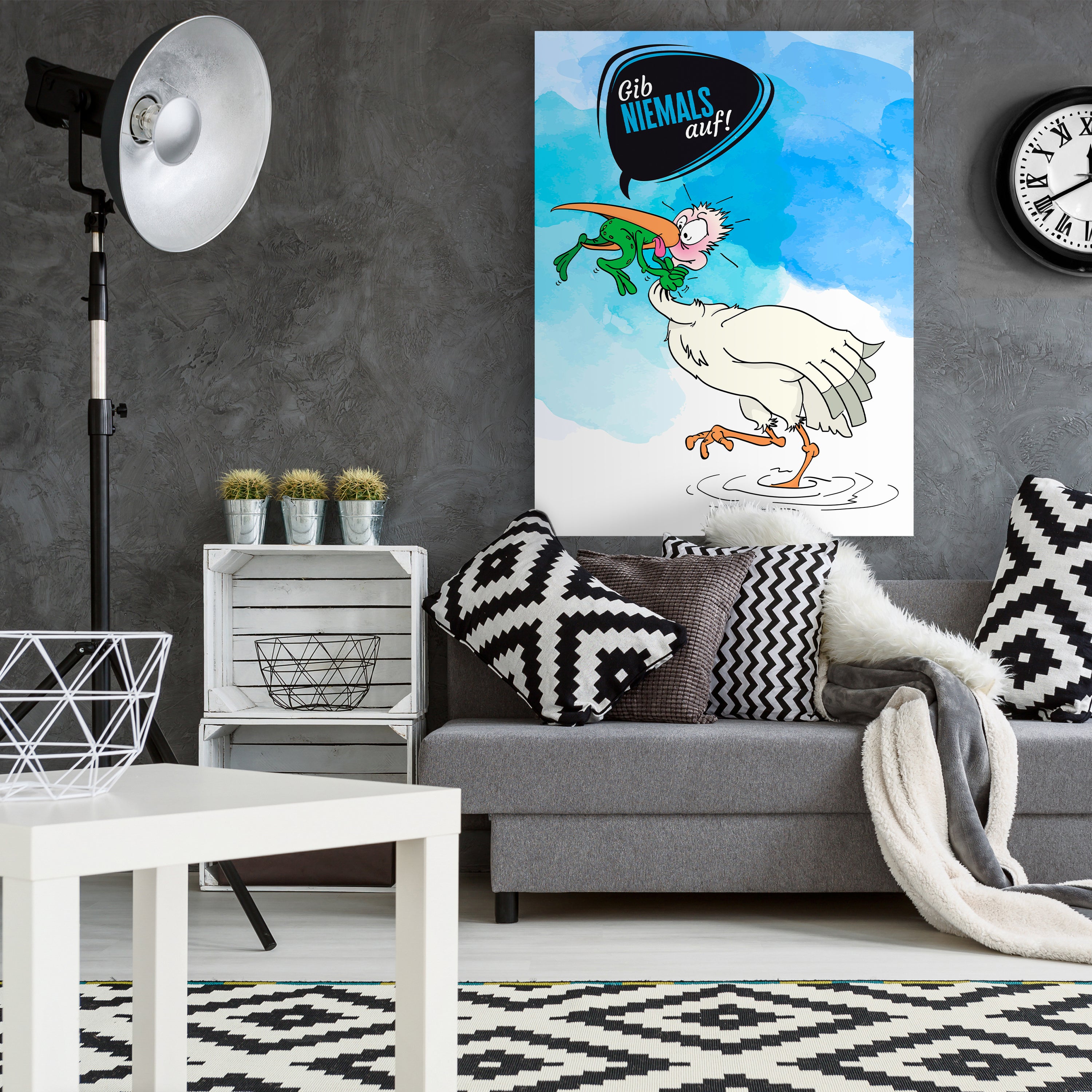 Leinwandbild Motivation, Hochformat, Storch gib niemals auf Blase M0135 kaufen - Bild 2 Leinwandbild Motivation, Hochformat, Storch gib niemals auf Blase M0135 kaufen - Bild 2