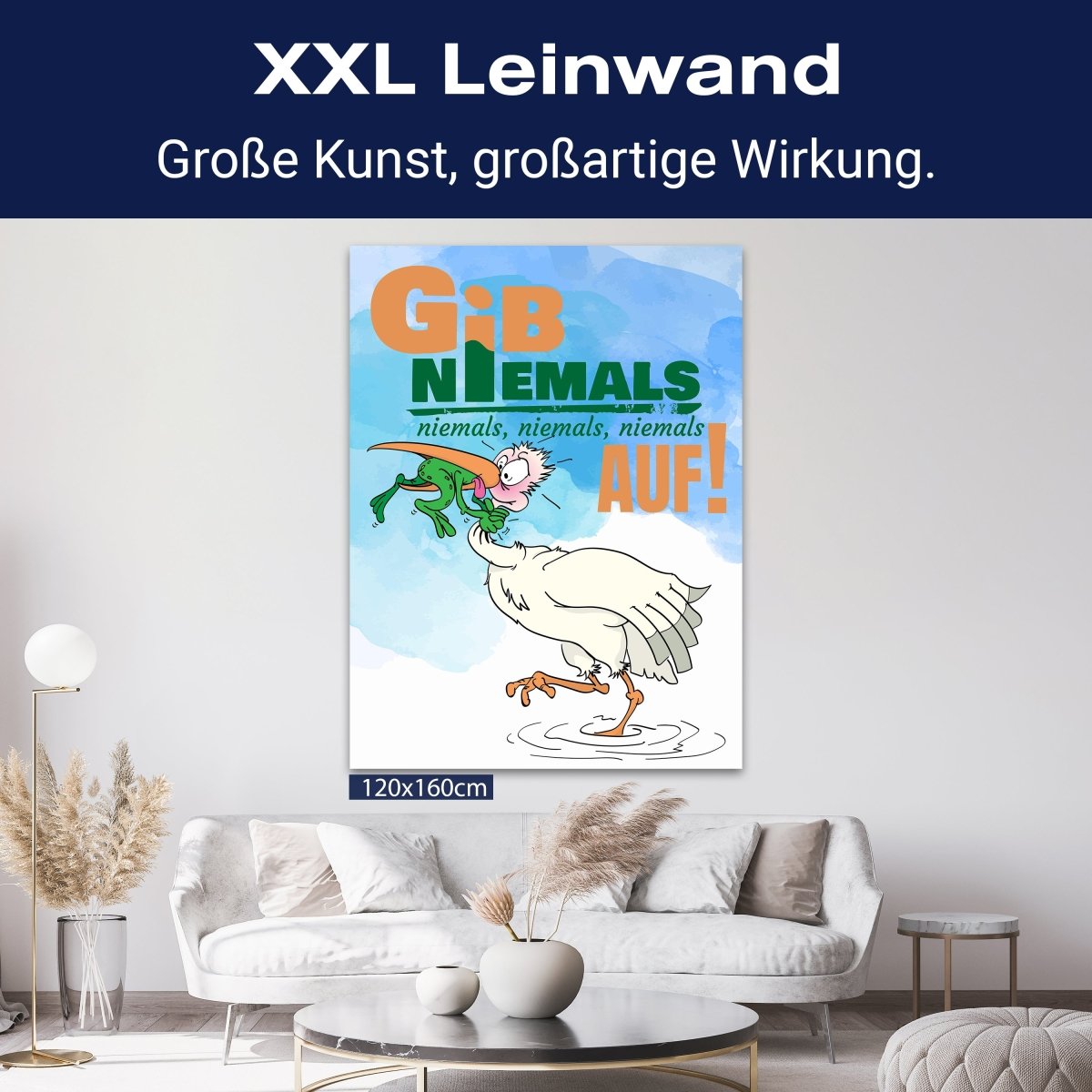 Leinwandbild Motivation, Hochformat, Storch Frosch gib niemals auf M0136 kaufen - Bild 9 Leinwandbild Motivation, Hochformat, Storch Frosch gib niemals auf M0136 kaufen - Bild 9