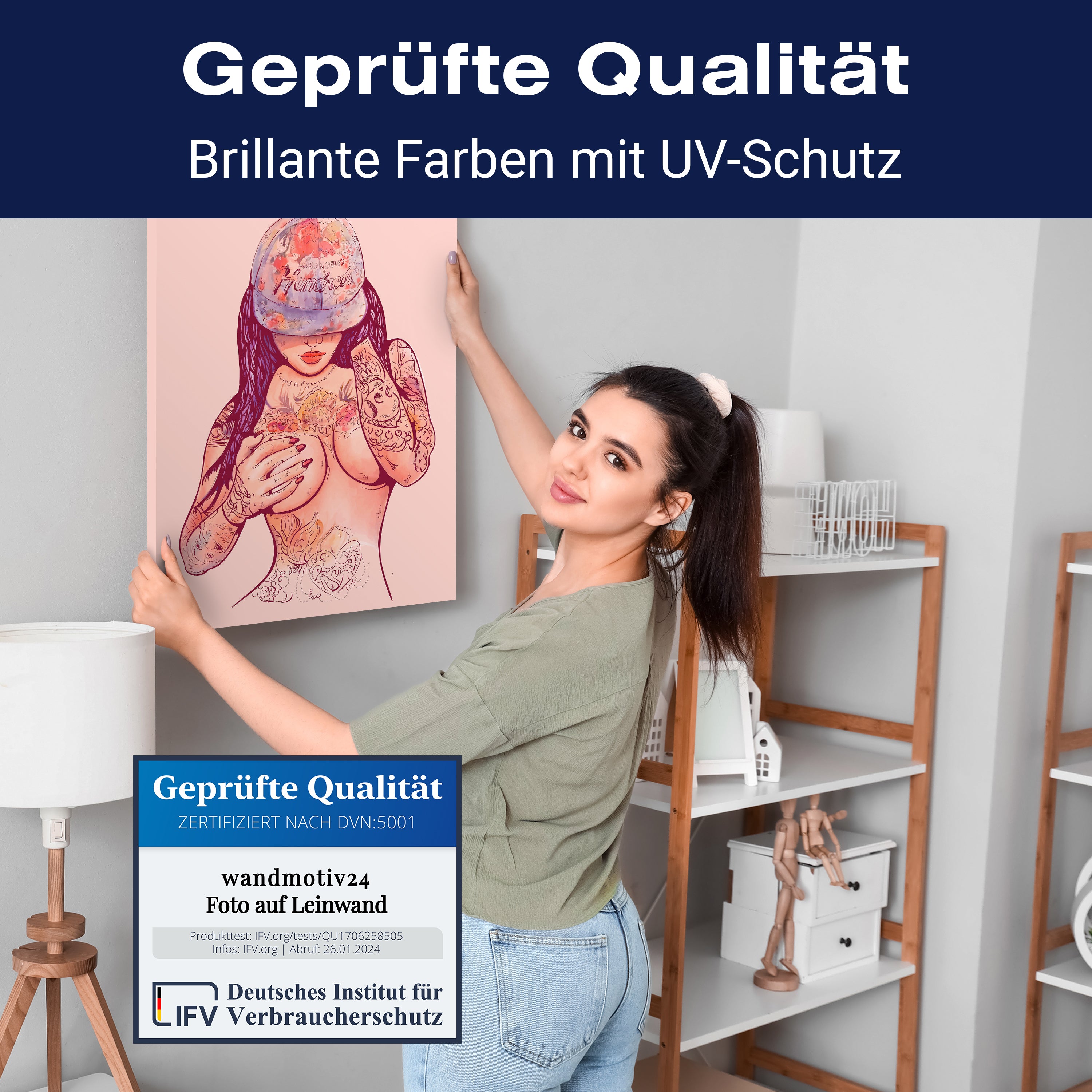 Leinwandbild starke Frauen, Hochformat, Frau mit Tattoos Comic M0137 kaufen - Bild 4 Leinwandbild starke Frauen, Hochformat, Frau mit Tattoos Comic M0137 kaufen - Bild 4