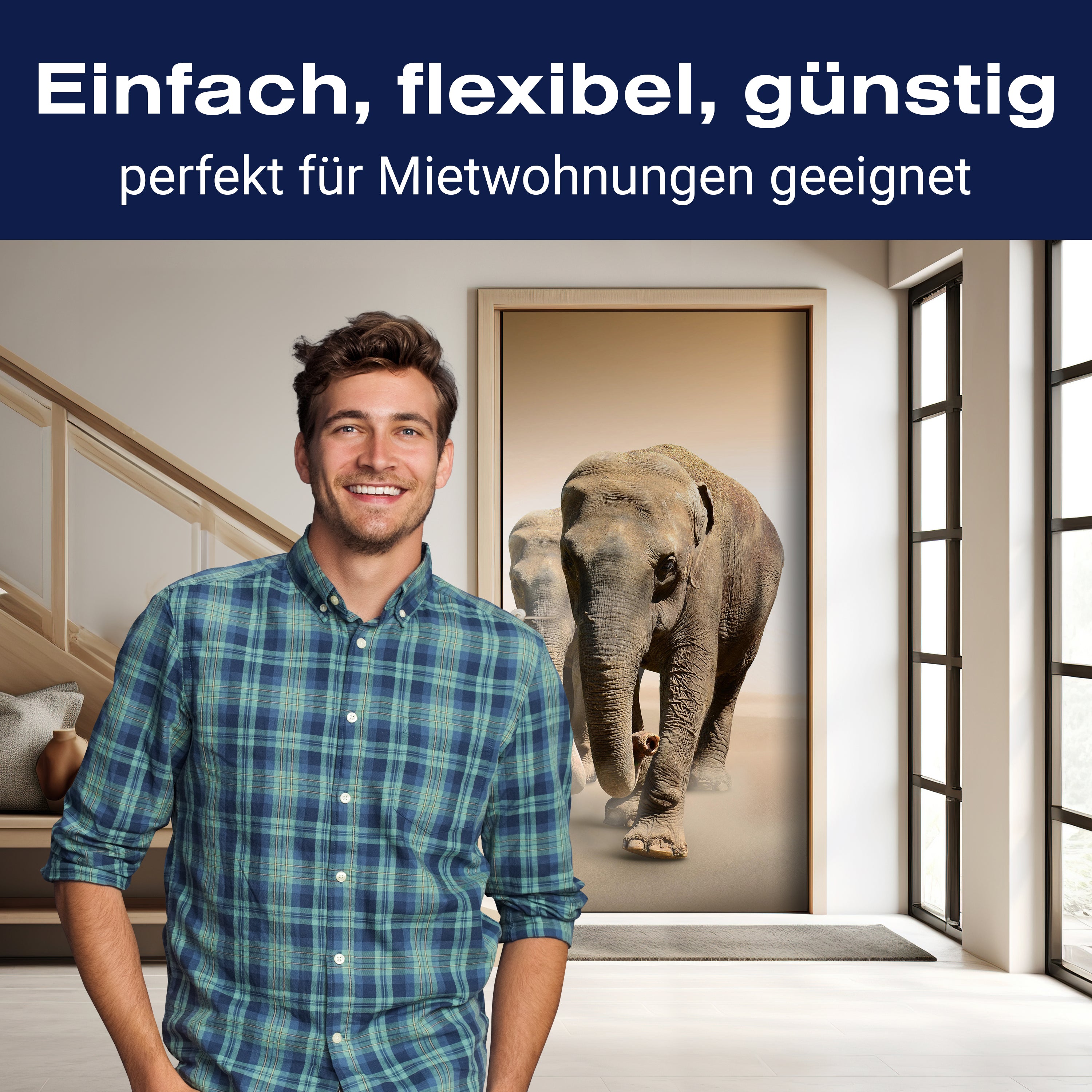 Türtapete Elefantengruppe Afrika M0245 - Bild 3 Türtapete Elefantengruppe Afrika M0245 - Bild 3