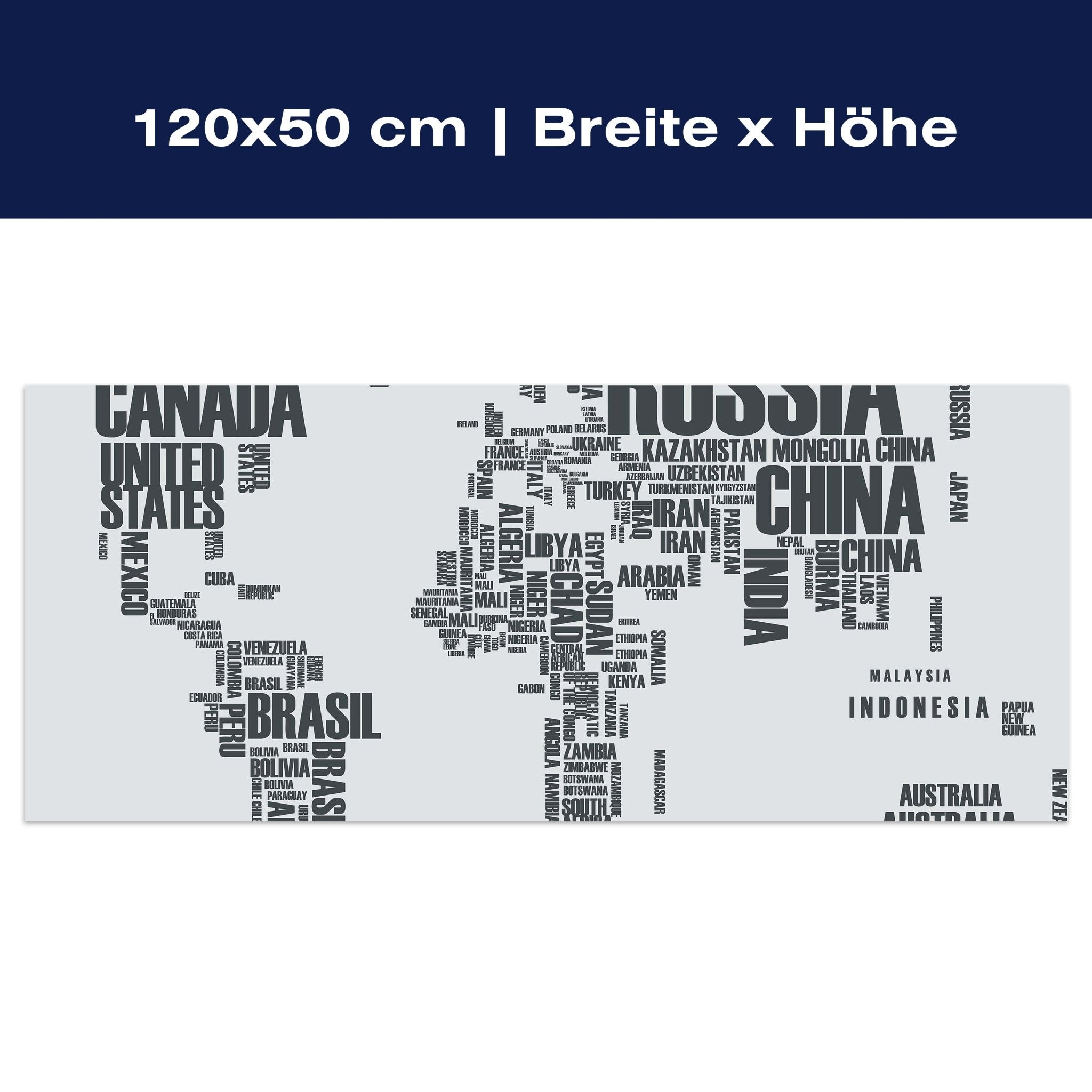 Leinwandbild Weltkarte Landnamen Erde M0256 Leinwandbild Weltkarte Landnamen Erde M0256