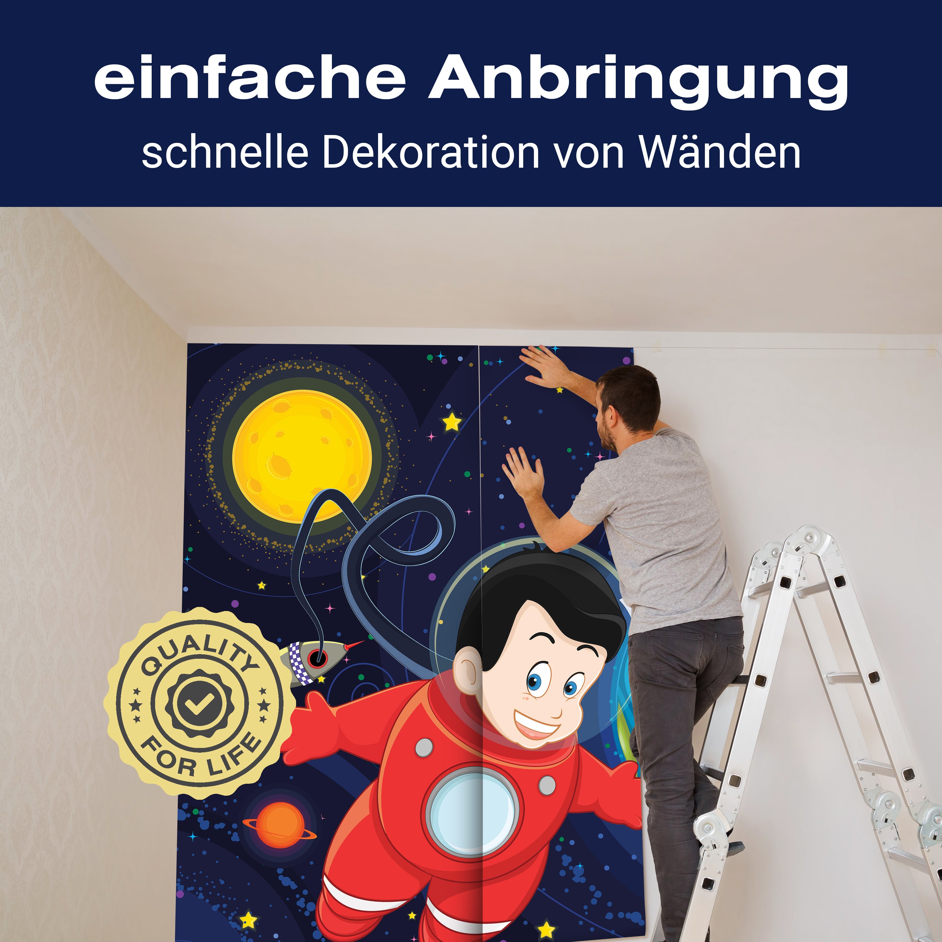 Fototapete Kinderzimmer Junge im Weltall M0430 - Bild 3 Fototapete Kinderzimmer Junge im Weltall M0430 - Bild 3