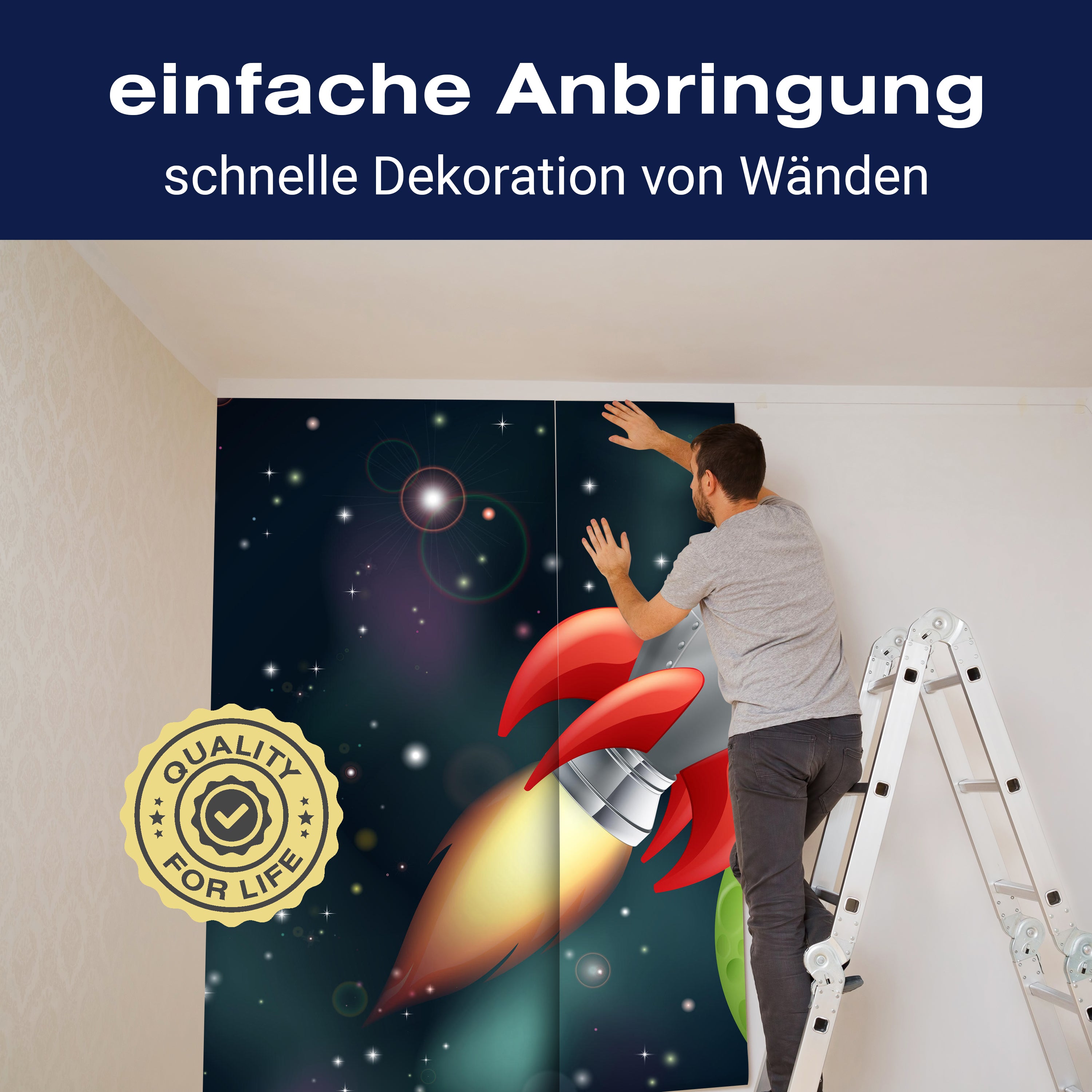 Fototapete Kinderzimmer Rakete im Weltall M0432 - Bild 3 Fototapete Kinderzimmer Rakete im Weltall M0432 - Bild 3