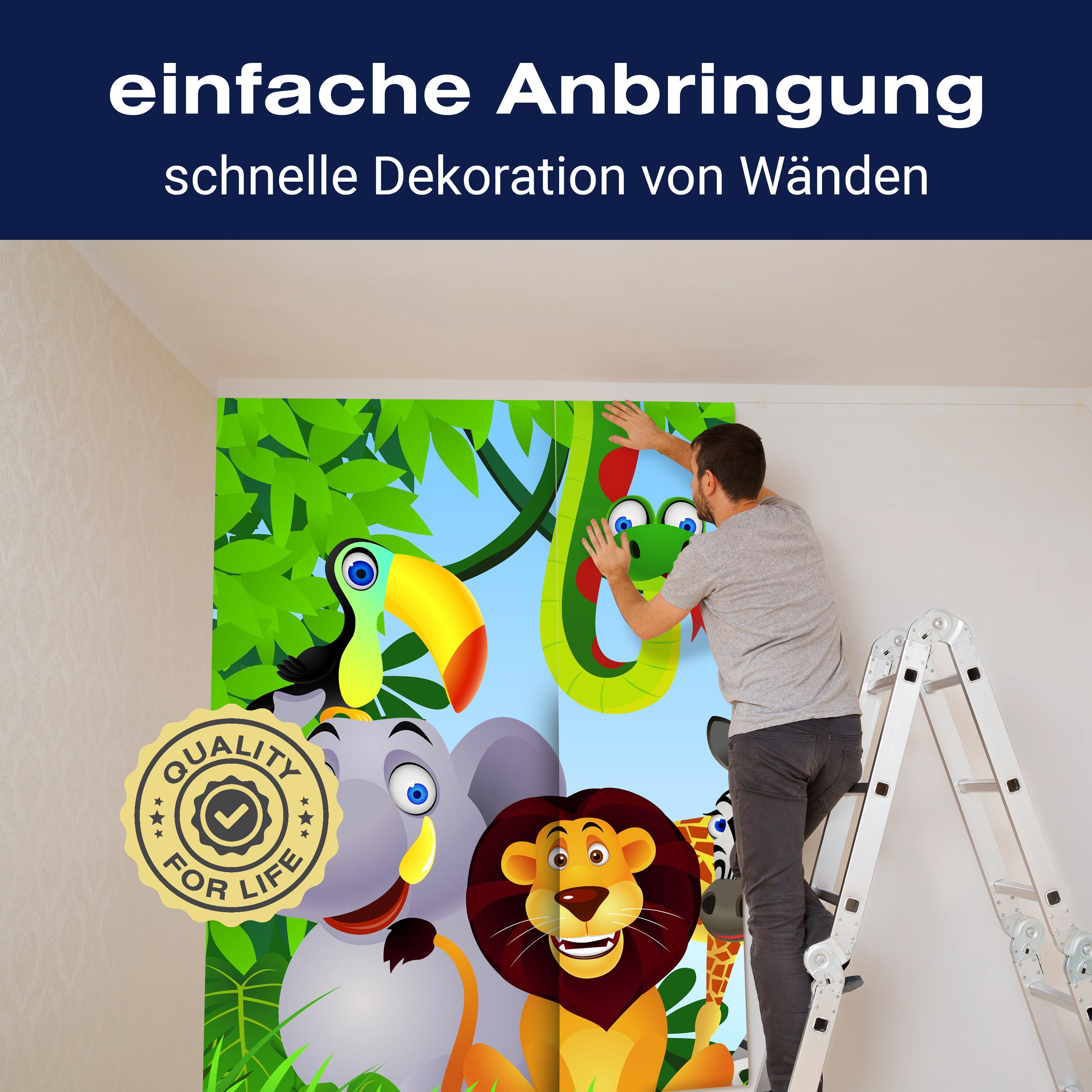 Fototapete Kinderzimmer Dschungelfreunde M0496 - Bild 3 Fototapete Kinderzimmer Dschungelfreunde M0496 - Bild 3