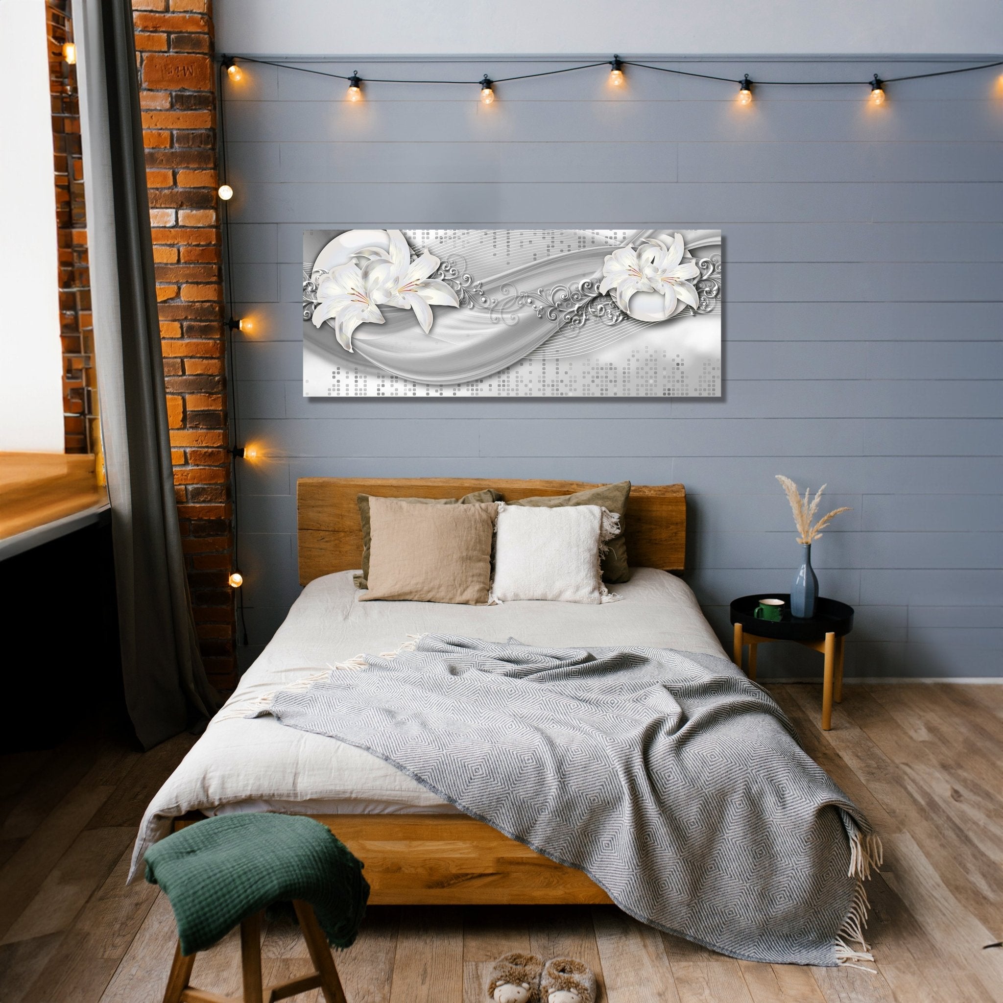 Leinwandbild abstrakte Lilien grau silber M0524 kaufen - Bild 2 Leinwandbild abstrakte Lilien grau silber M0524 kaufen - Bild 2