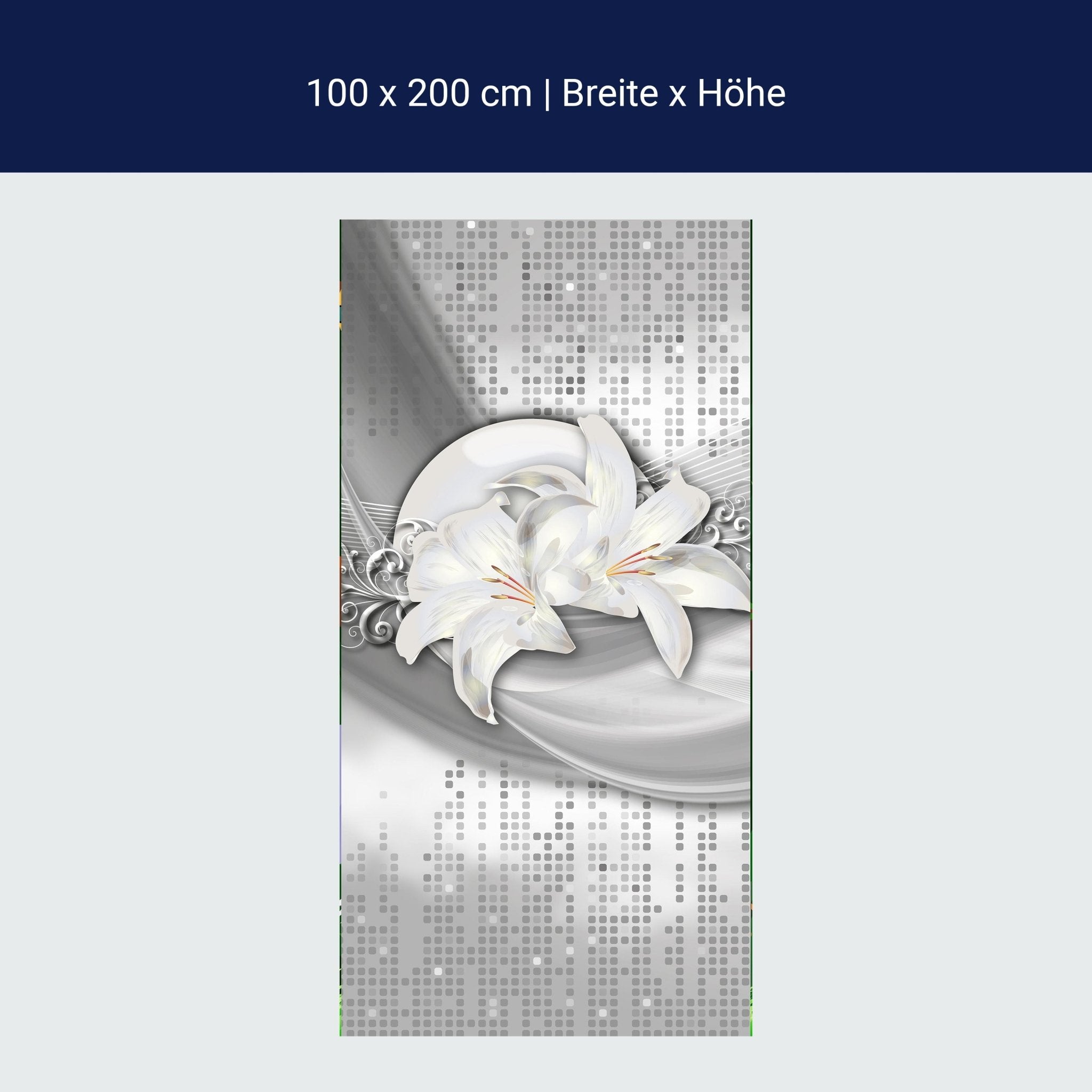 Türtapete abstrakte Lilien grau silber M0524 Türtapete abstrakte Lilien grau silber M0524