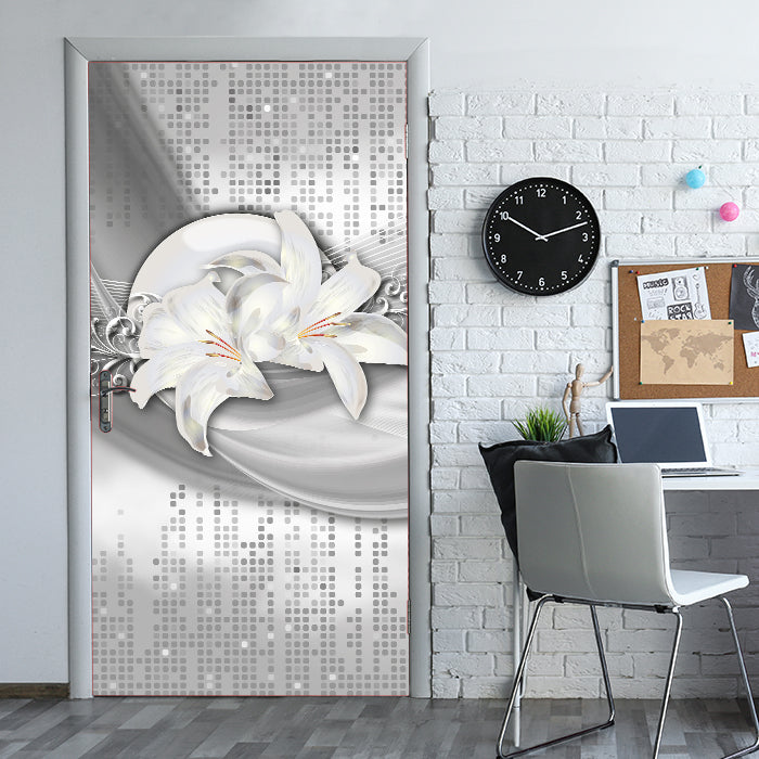 Türtapete abstrakte Lilien grau silber M0524 - Bild 1 Türtapete abstrakte Lilien grau silber M0524 - Bild 1