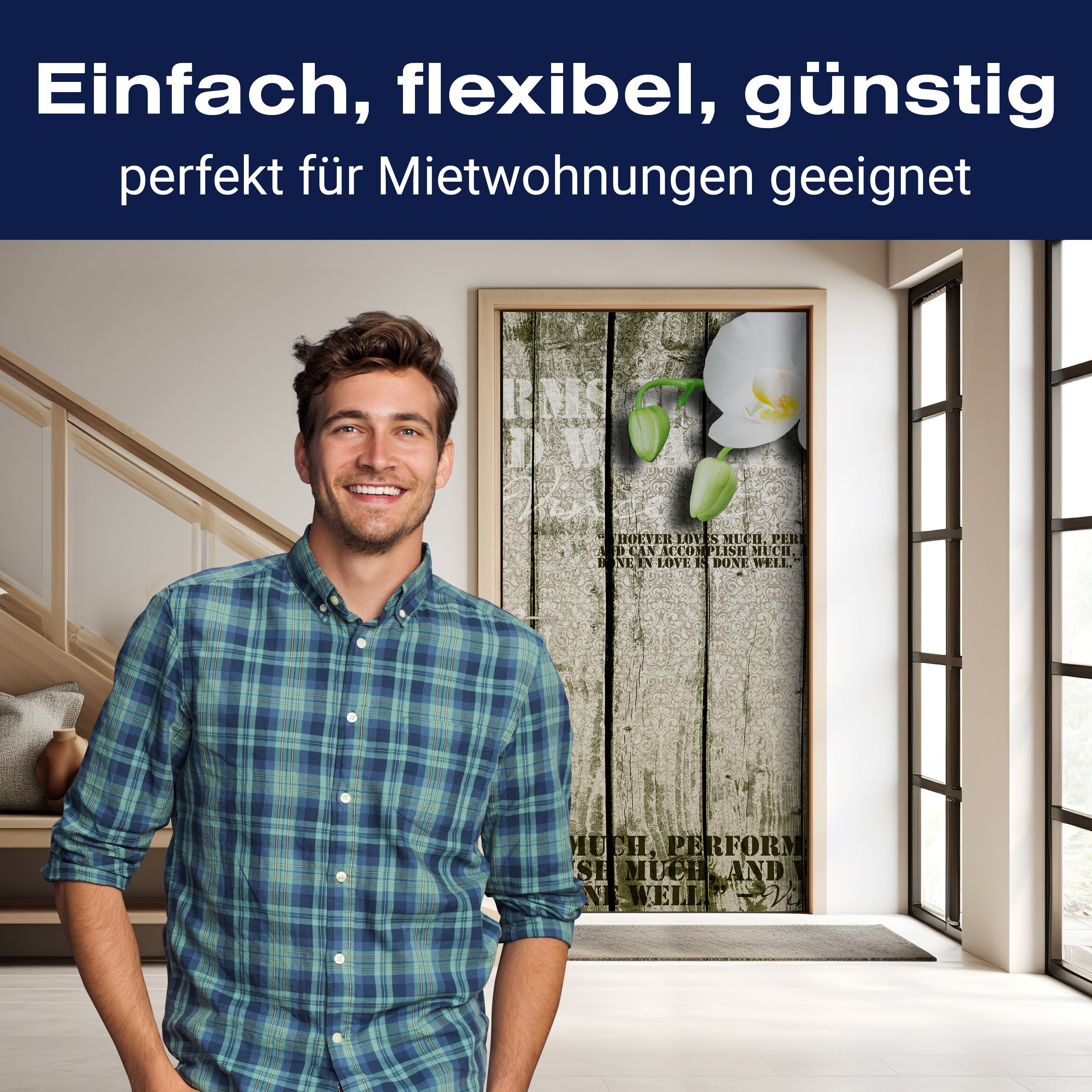 Türtapete Holz Zaun weiße Orchidee M0539 - Bild 3 Türtapete Holz Zaun weiße Orchidee M0539 - Bild 3