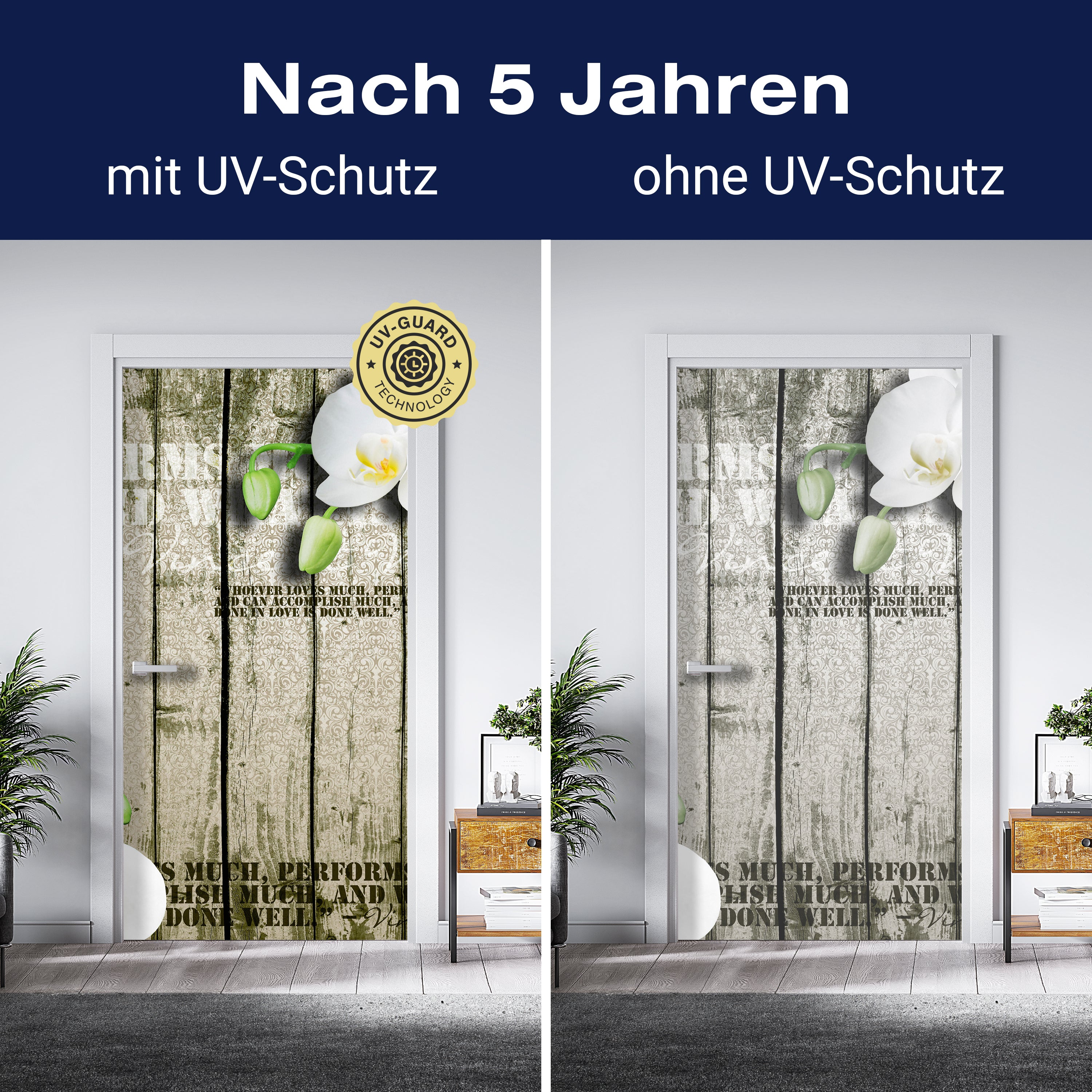 Türtapete Holz Zaun weiße Orchidee M0539 - Bild 4 Türtapete Holz Zaun weiße Orchidee M0539 - Bild 4