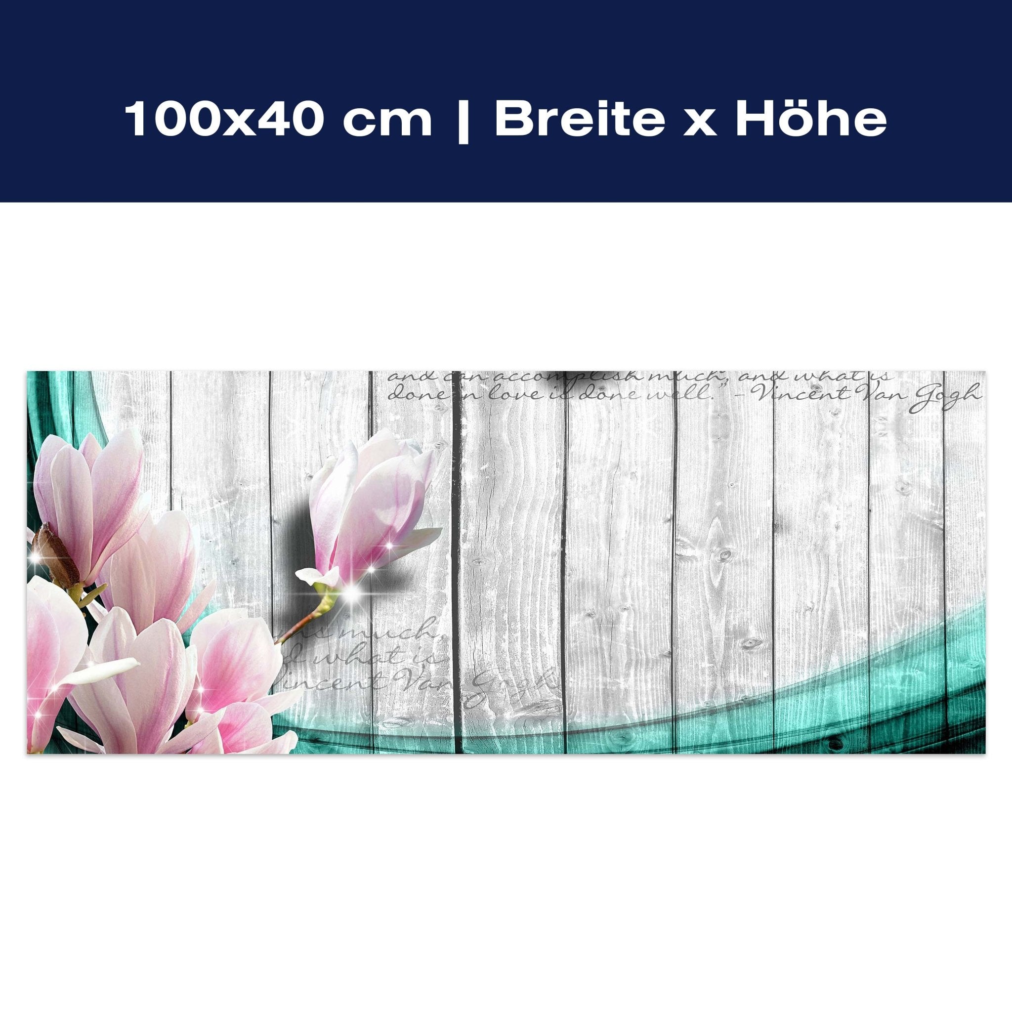 Leinwandbild Holz Blüten türkis M0541 Leinwandbild Holz Blüten türkis M0541