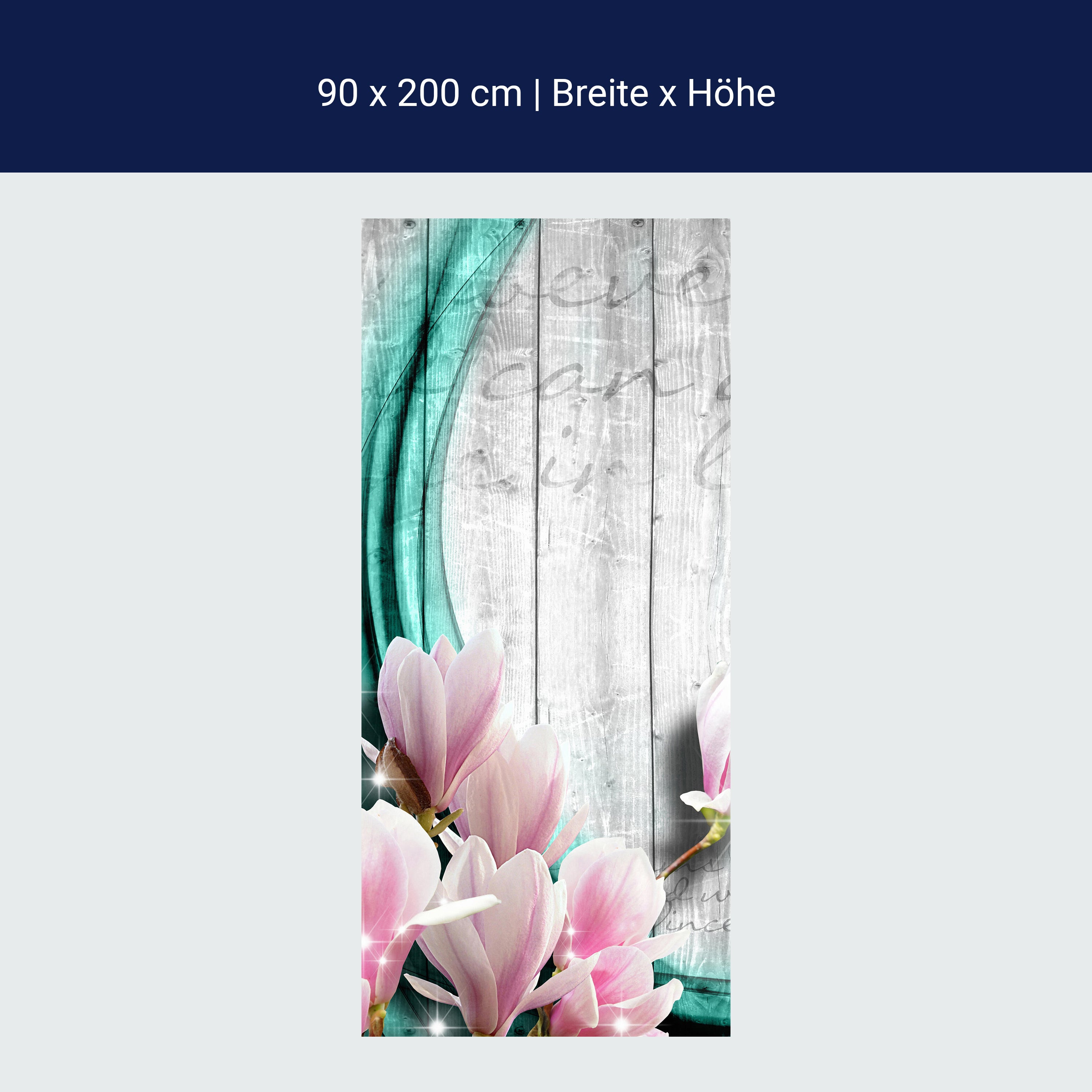 Türtapete Holz Blüten türkis M0541 Türtapete Holz Blüten türkis M0541