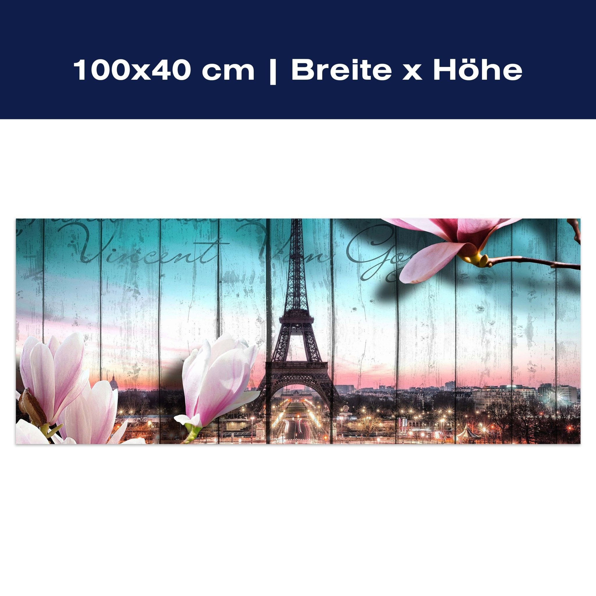 Leinwandbild Holz Blüten Paris Eiffelturm M0543 Leinwandbild Holz Blüten Paris Eiffelturm M0543