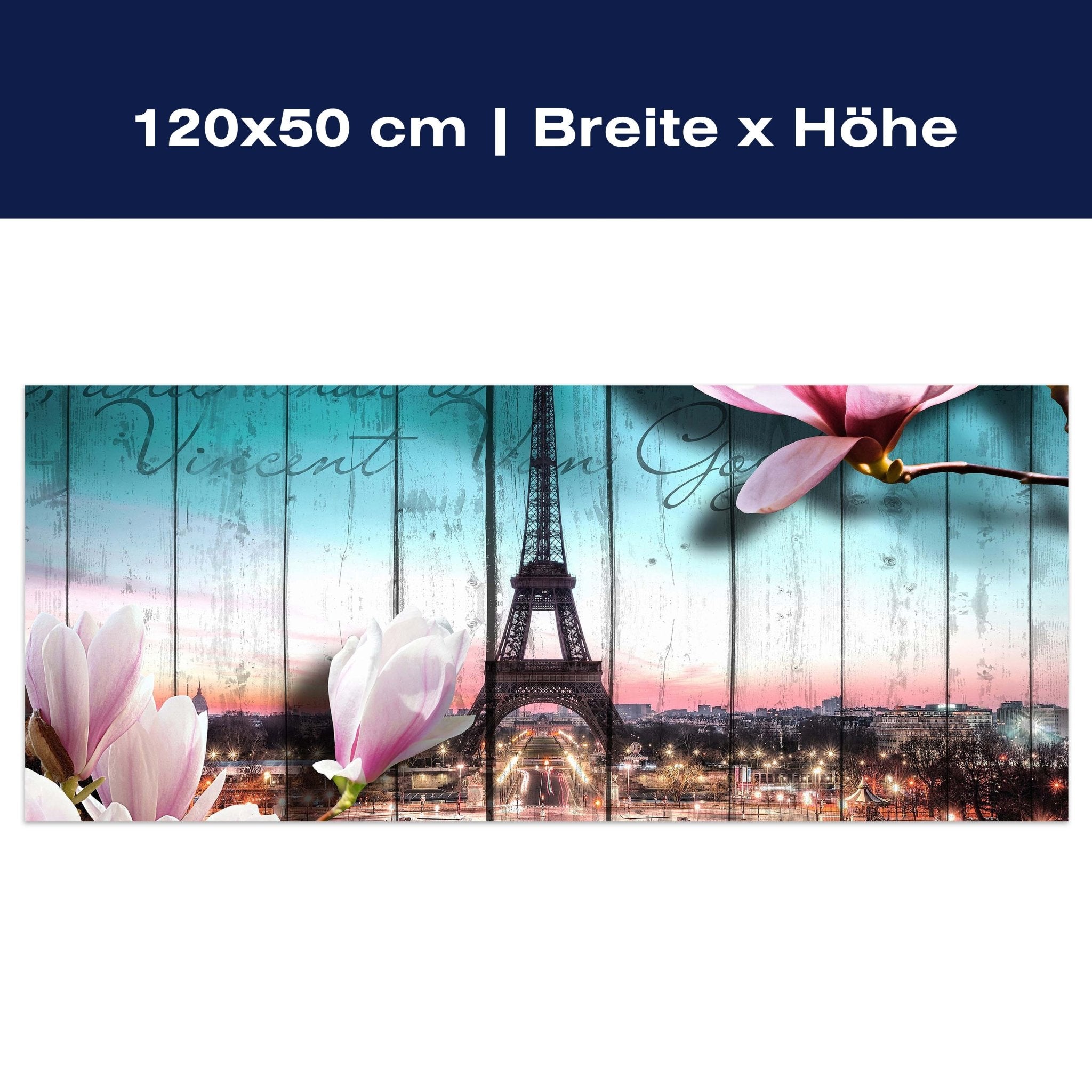 Leinwandbild Holz Blüten Paris Eiffelturm M0543 Leinwandbild Holz Blüten Paris Eiffelturm M0543