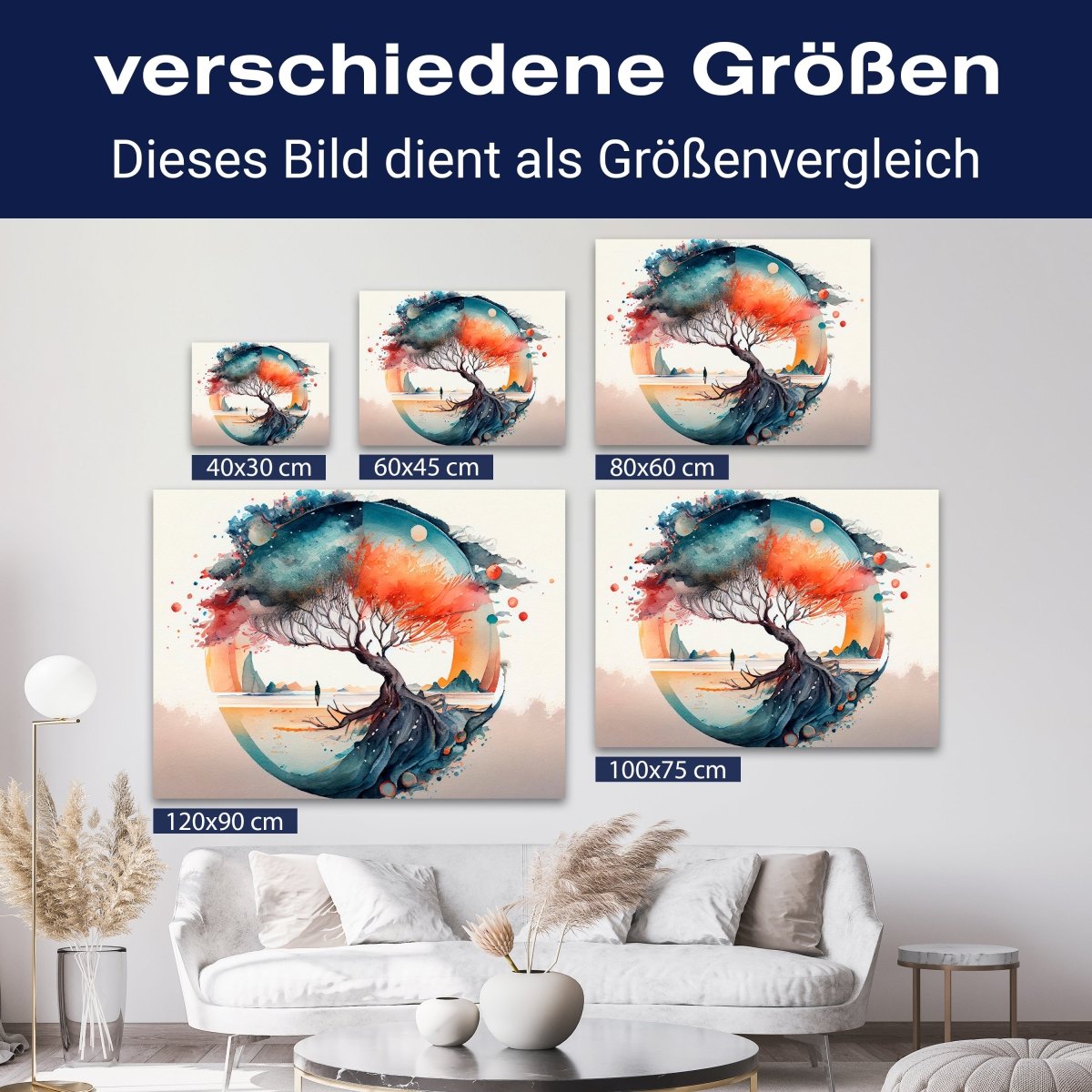 Leinwandbild Aquarell, Baum, Querformat M0622 kaufen - Bild 8 Leinwandbild Aquarell, Baum, Querformat M0622 kaufen - Bild 8