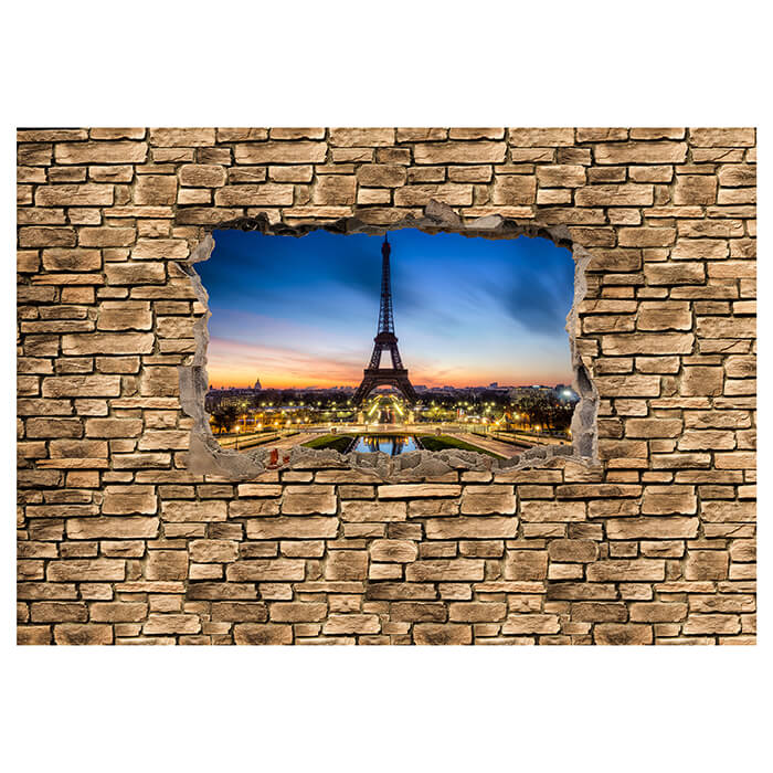 Fototapete 3D Eiffelturm bei Nacht Frankreich - Steinmauer M0652 - Bild 2 Fototapete 3D Eiffelturm bei Nacht Frankreich - Steinmauer M0652 - Bild 2