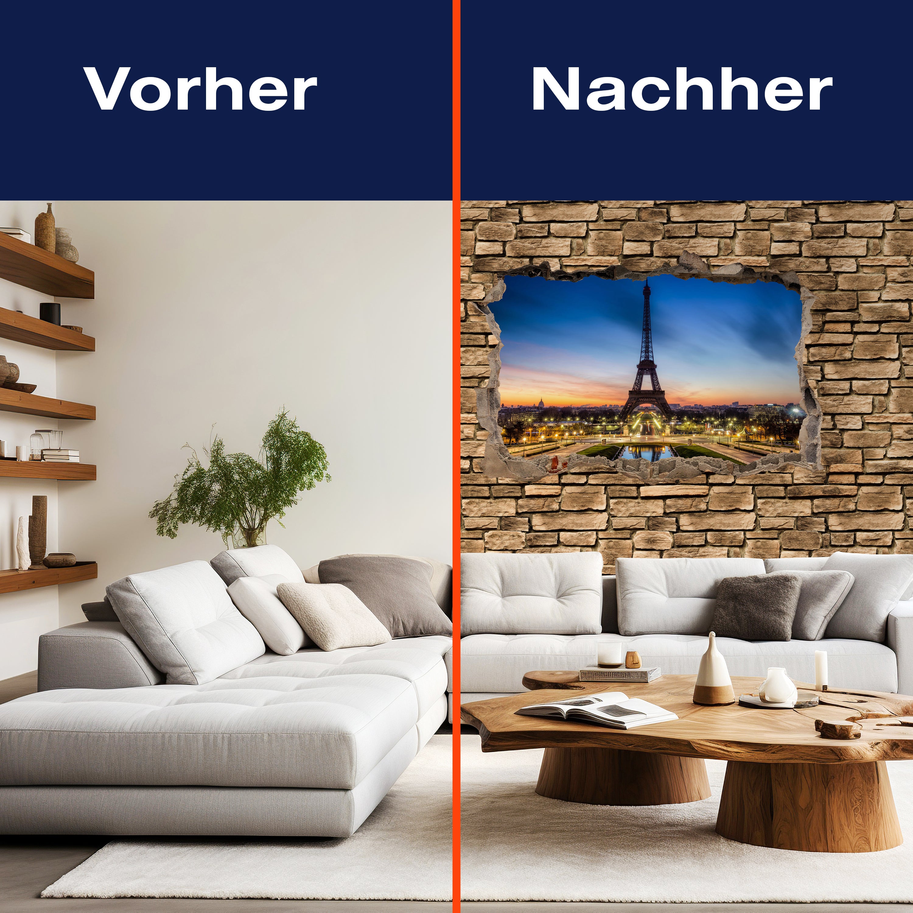 Fototapete 3D Eiffelturm bei Nacht Frankreich - Steinmauer M0652 - Bild 9 Fototapete 3D Eiffelturm bei Nacht Frankreich - Steinmauer M0652 - Bild 9