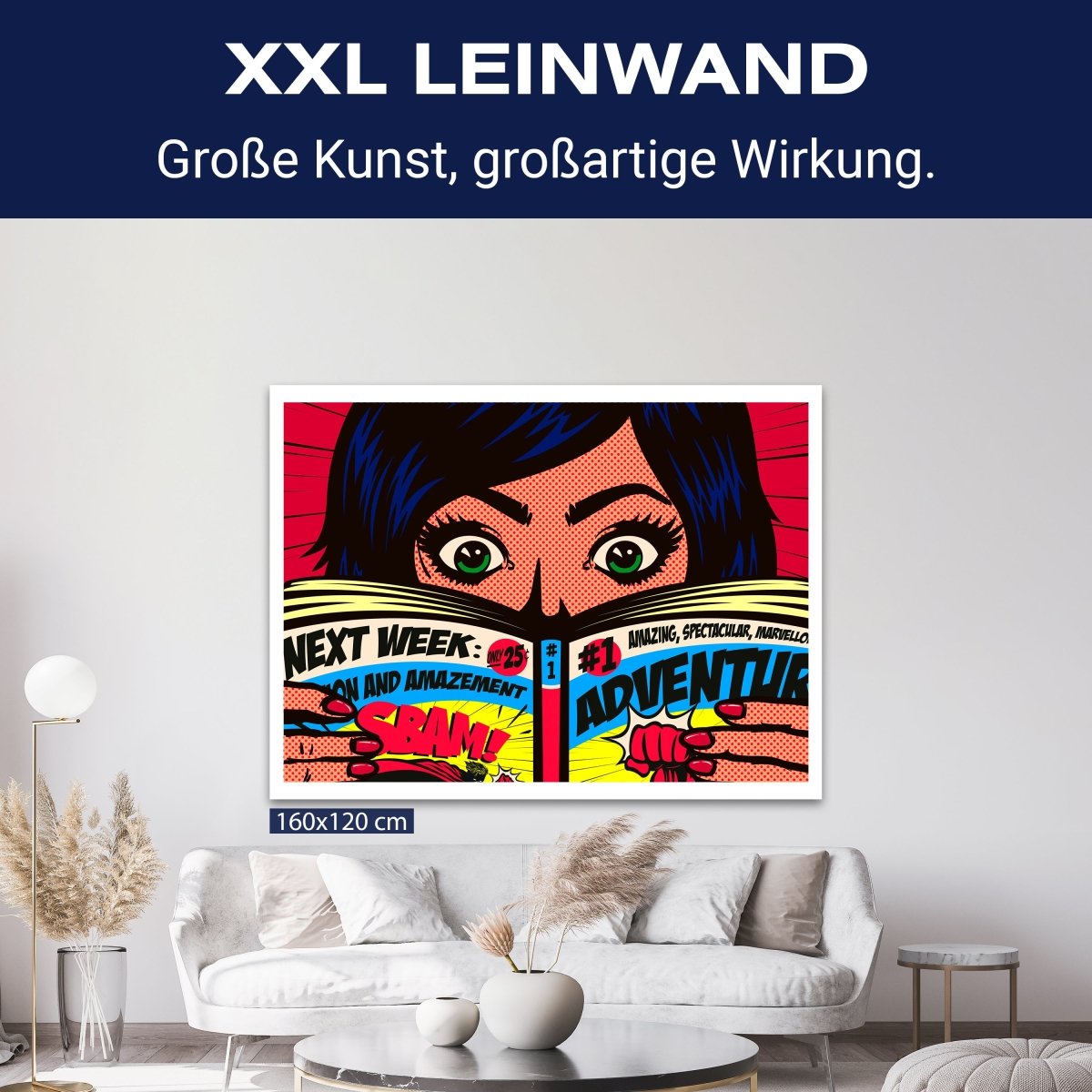 Leinwandbild Pop Art Stil, Frau, Comic, Querformat M0668 kaufen - Bild 9 Leinwandbild Pop Art Stil, Frau, Comic, Querformat M0668 kaufen - Bild 9
