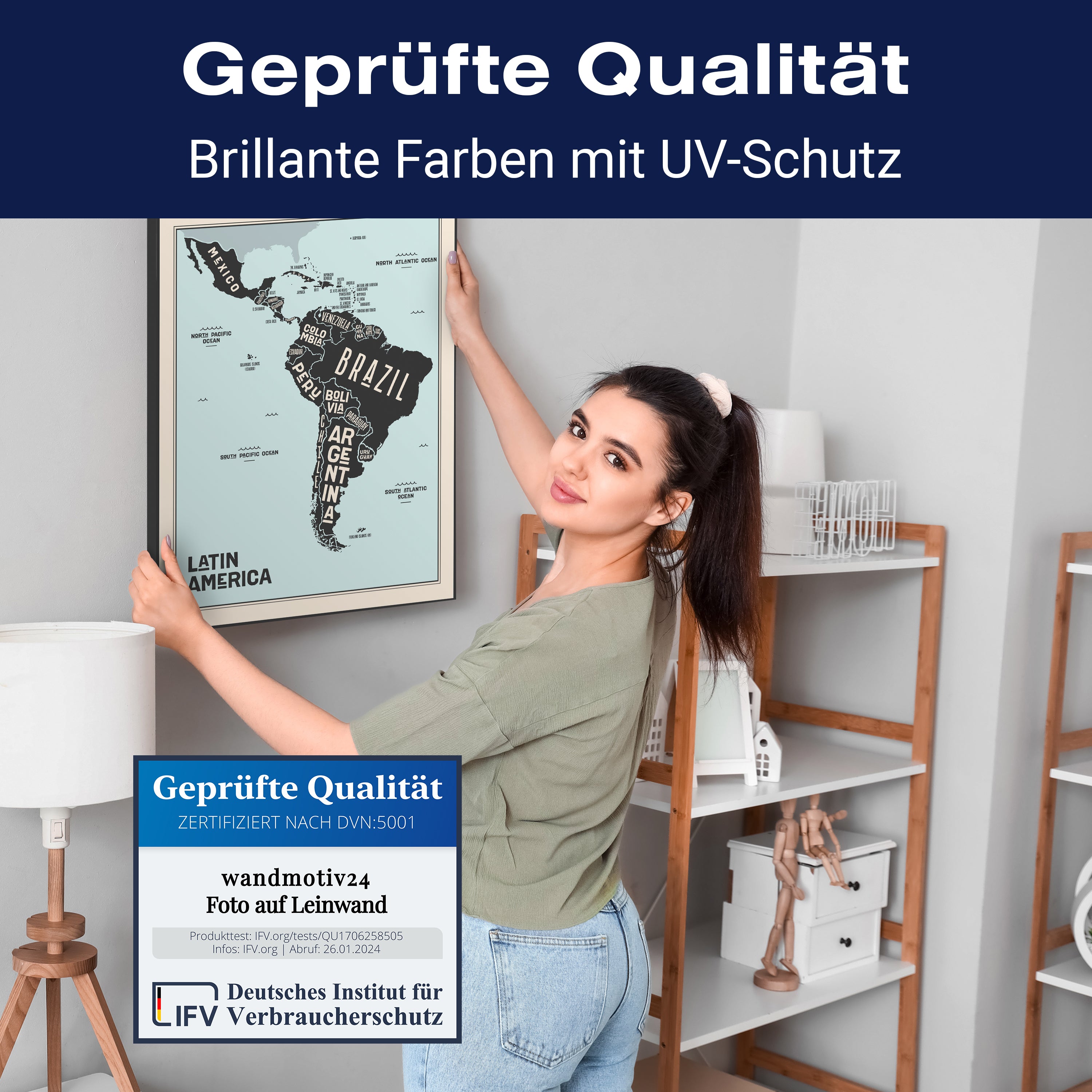 Leinwandbild Weltkarte, Südamerika, Hochformat M0682 kaufen - Bild 4 Leinwandbild Weltkarte, Südamerika, Hochformat M0682 kaufen - Bild 4