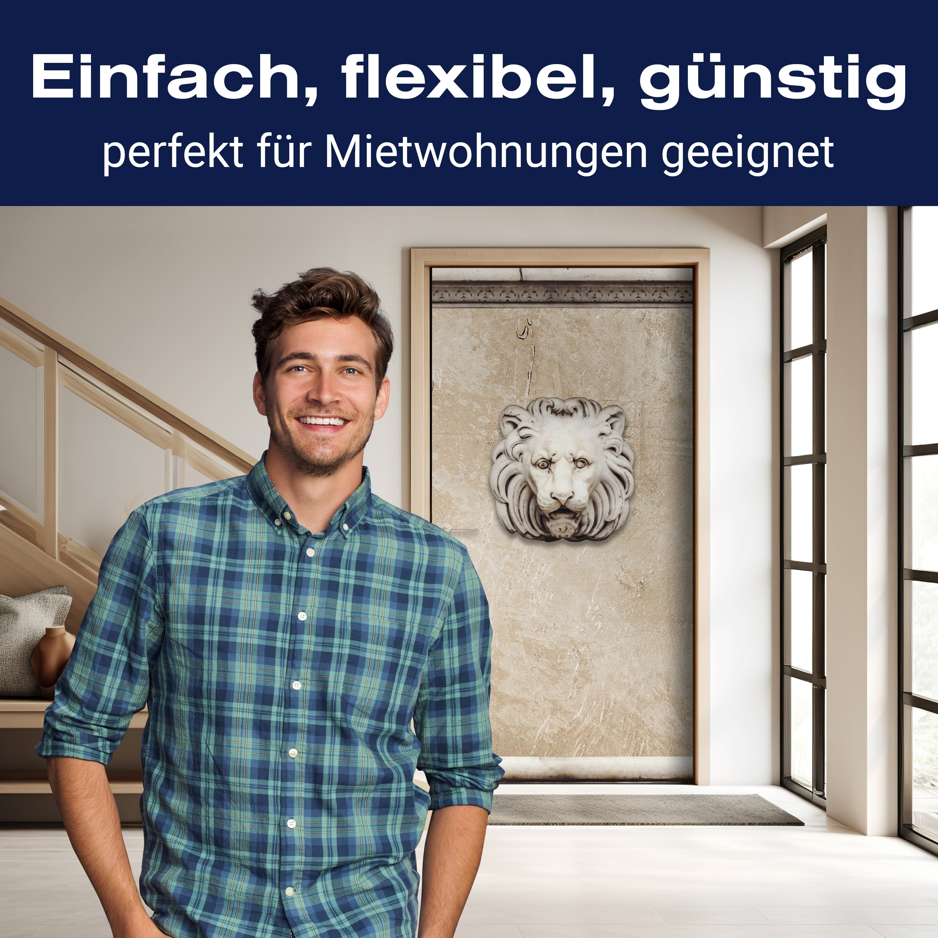 Türtapete Alte Marmor Löwenkopf M0713 - Bild 3 Türtapete Alte Marmor Löwenkopf M0713 - Bild 3