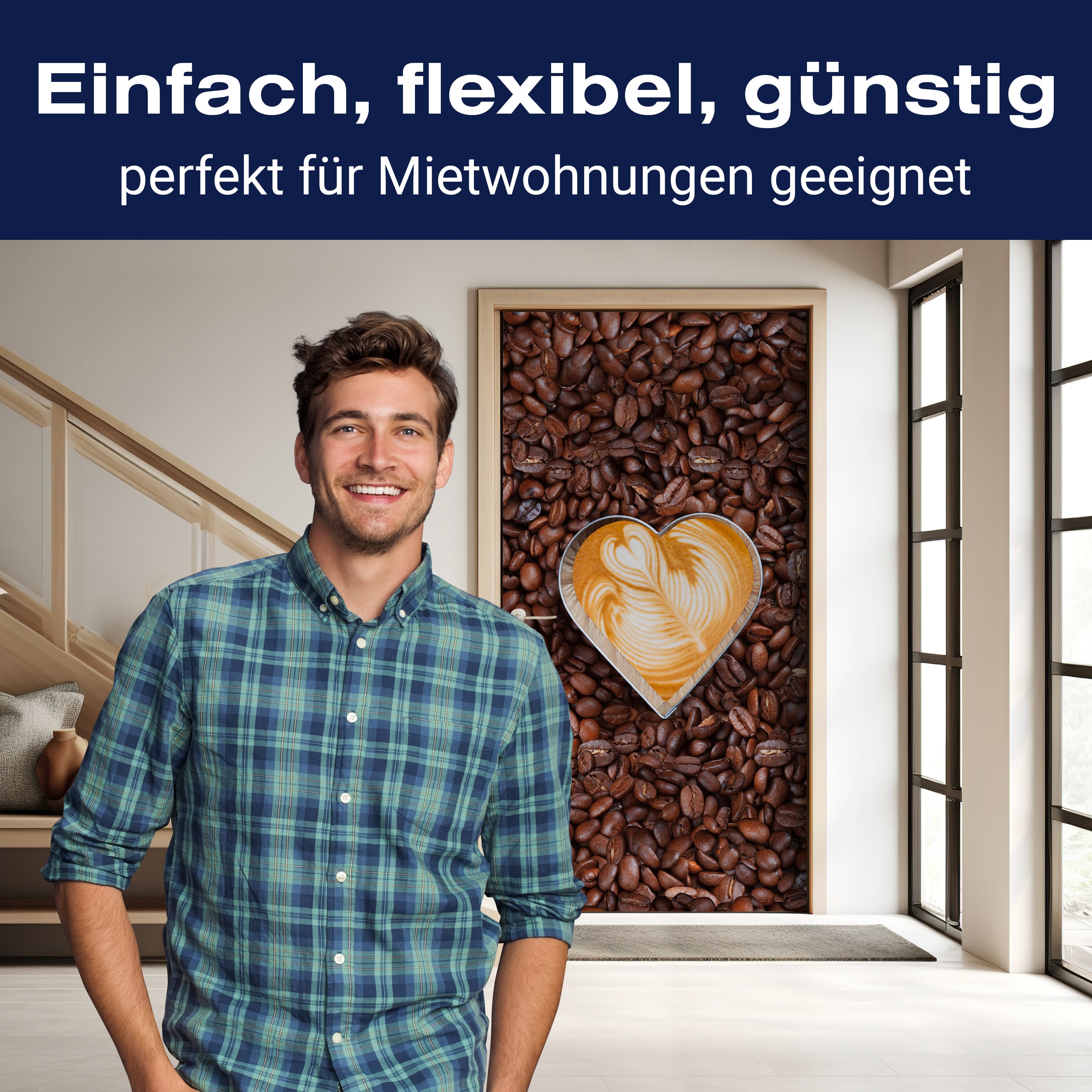 Türtapete Kaffeebohnen und Kaffeeherzen M0731 - Bild 3 Türtapete Kaffeebohnen und Kaffeeherzen M0731 - Bild 3