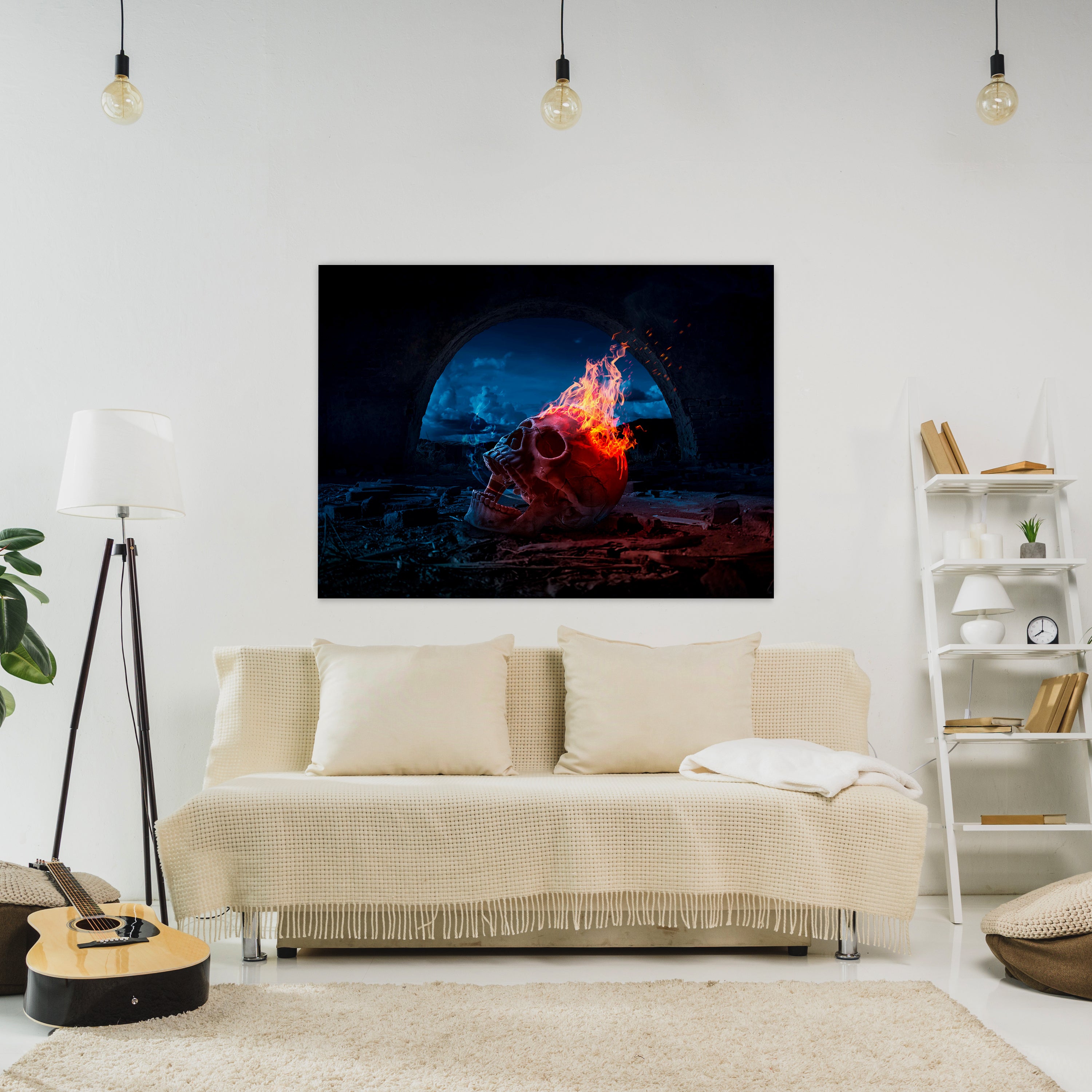 Leinwandbild Totenkopf, Feuer, Gothic, Querformat M0735 kaufen - Bild 2 Leinwandbild Totenkopf, Feuer, Gothic, Querformat M0735 kaufen - Bild 2