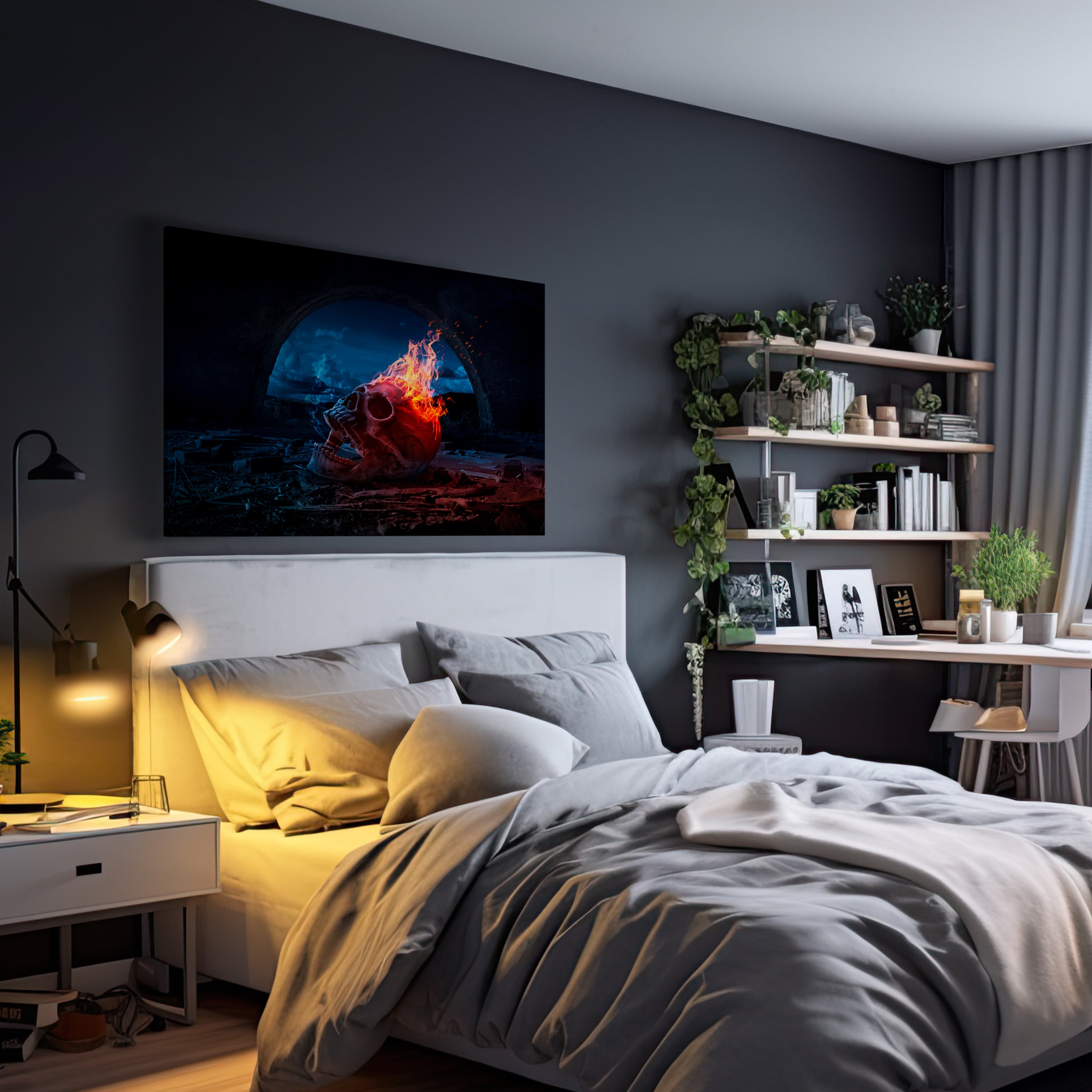 Leinwandbild Totenkopf, Feuer, Gothic, Querformat M0735 kaufen - Bild 3 Leinwandbild Totenkopf, Feuer, Gothic, Querformat M0735 kaufen - Bild 3