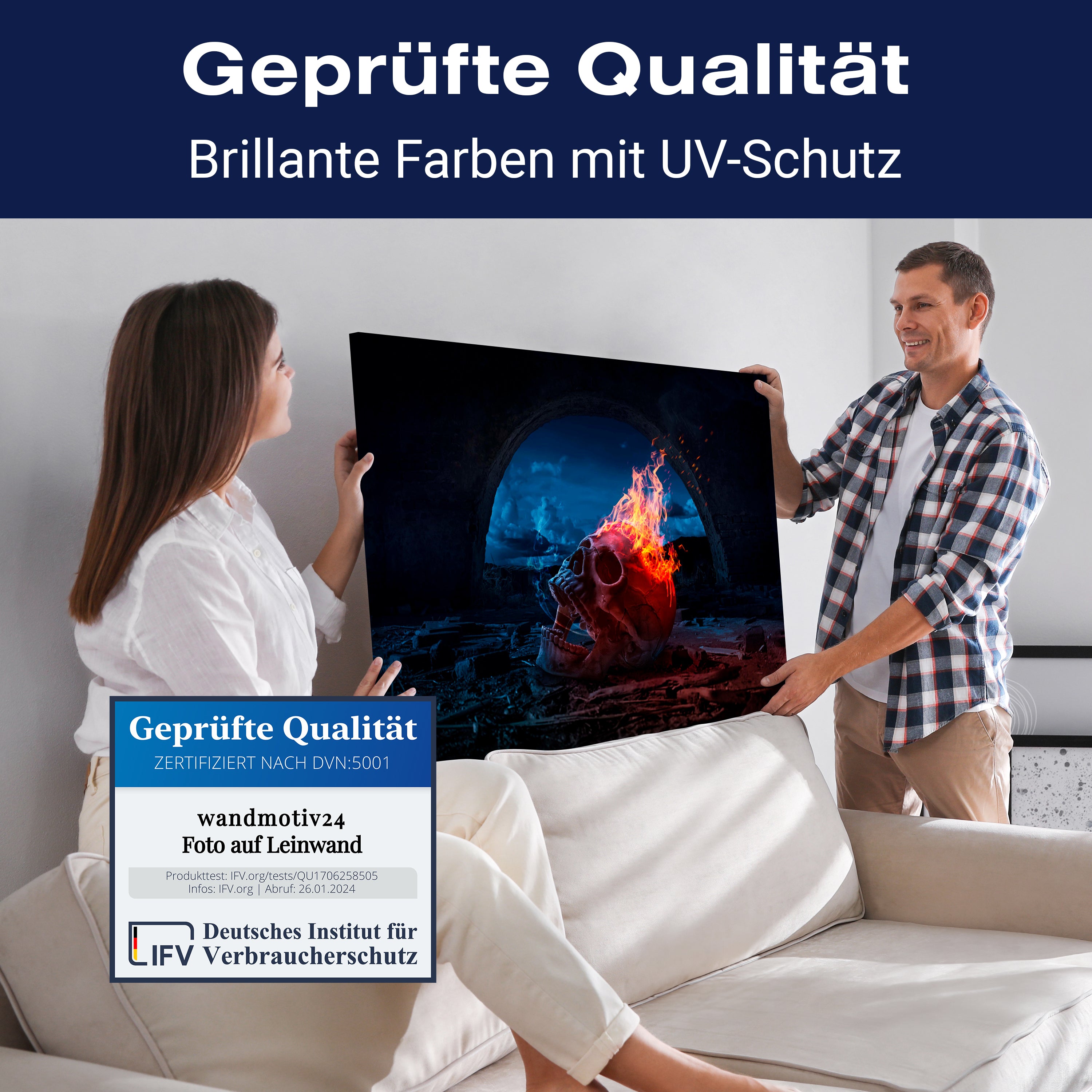 Leinwandbild Totenkopf, Feuer, Gothic, Querformat M0735 kaufen - Bild 4 Leinwandbild Totenkopf, Feuer, Gothic, Querformat M0735 kaufen - Bild 4