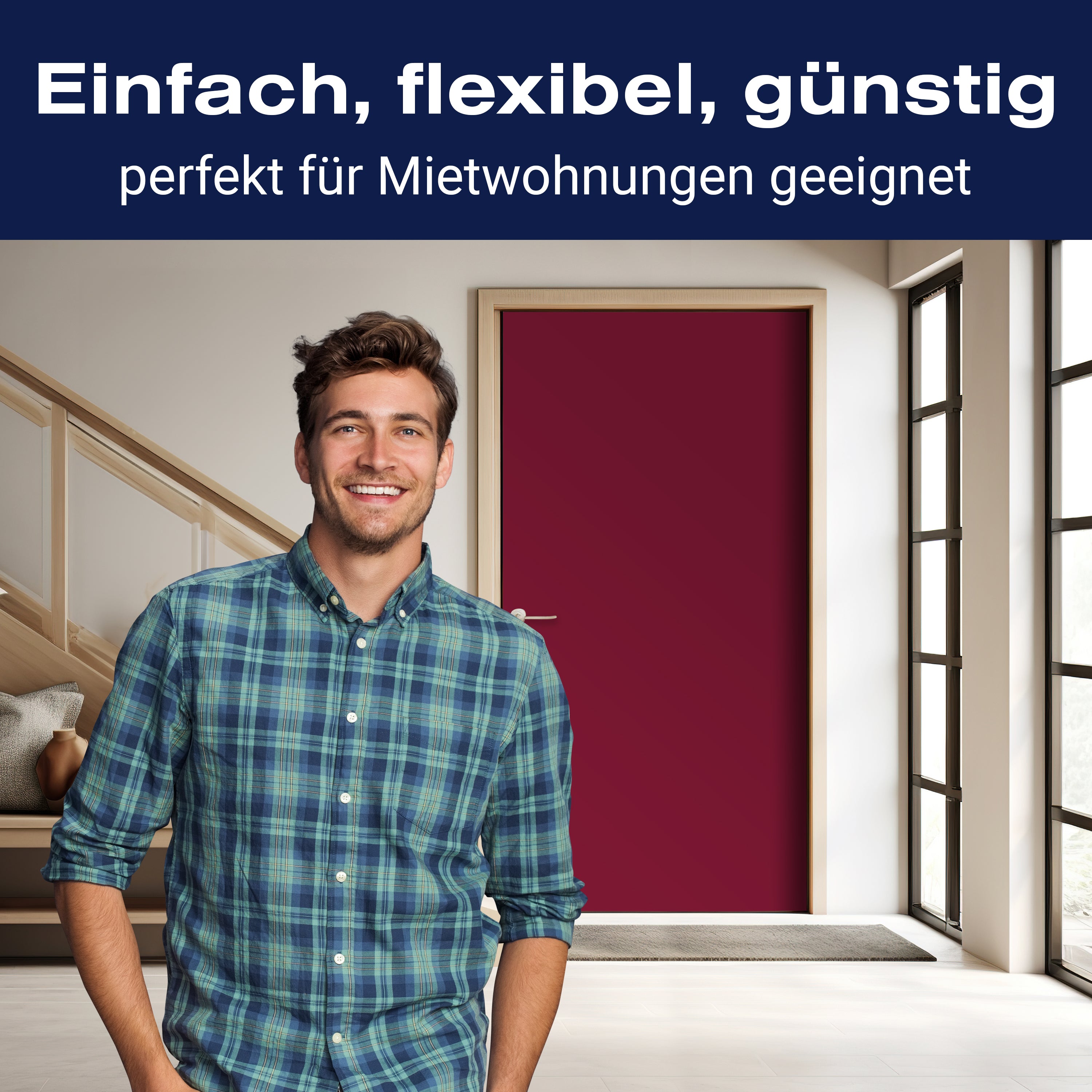 Türtapete einfarbig Bordeaux M0761 - Bild 3 Türtapete einfarbig Bordeaux M0761 - Bild 3