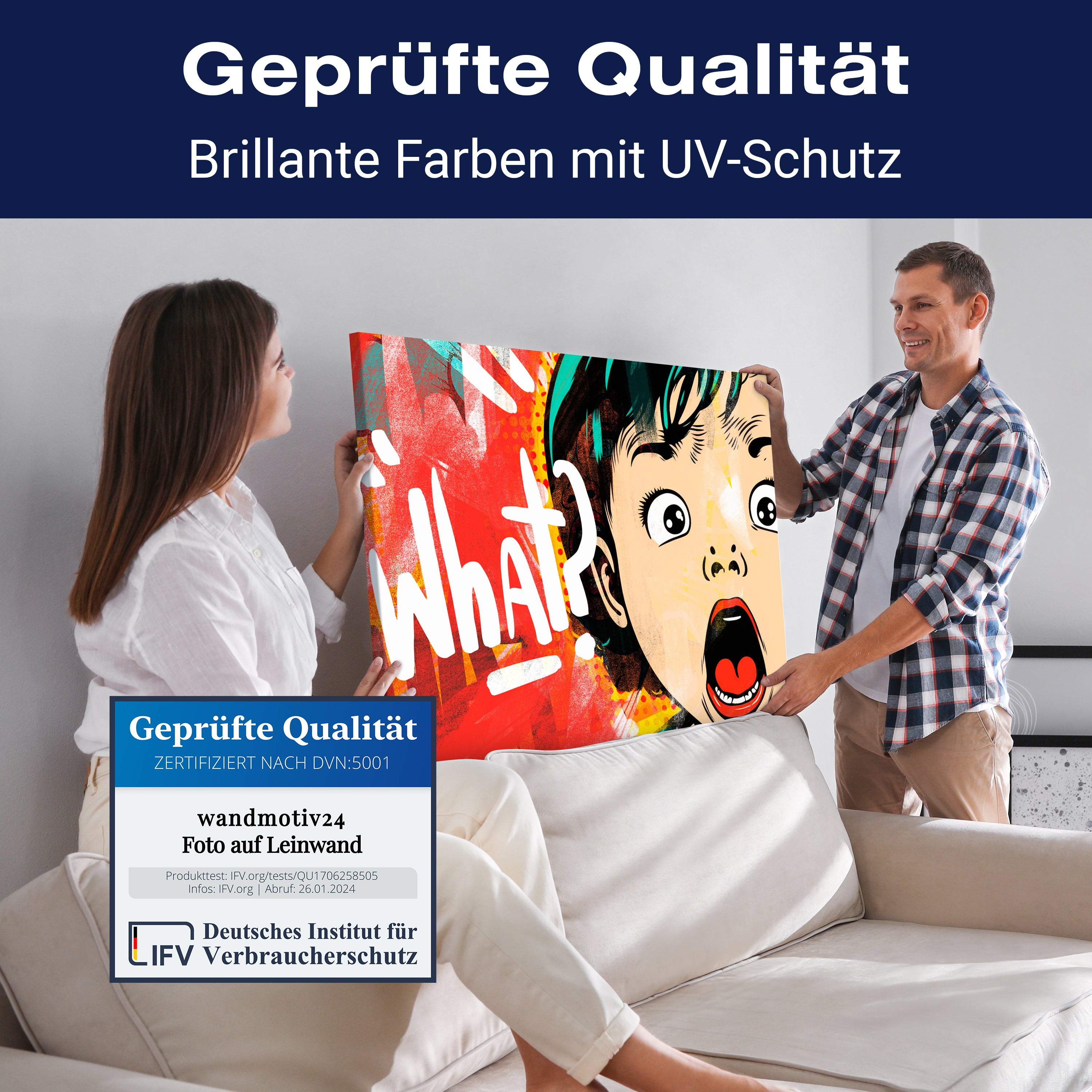 Leinwandbild Pop Art Stil, What, Querformat M0764 kaufen - Bild 4 Leinwandbild Pop Art Stil, What, Querformat M0764 kaufen - Bild 4