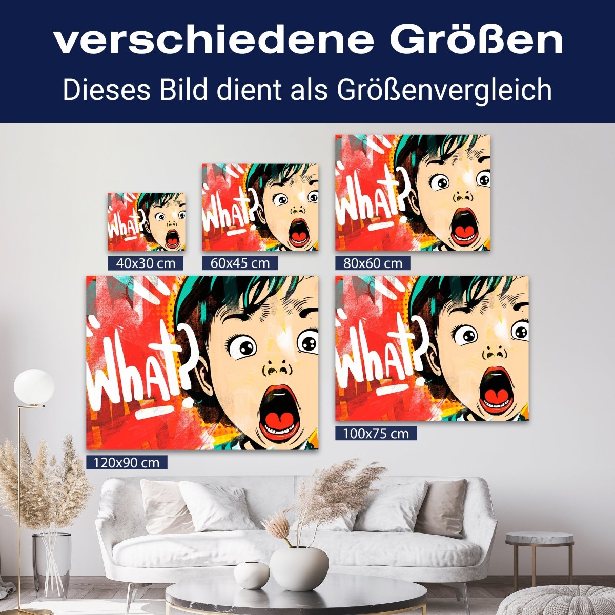 Leinwandbild Pop Art Stil, What, Querformat M0764 kaufen - Bild 8 Leinwandbild Pop Art Stil, What, Querformat M0764 kaufen - Bild 8