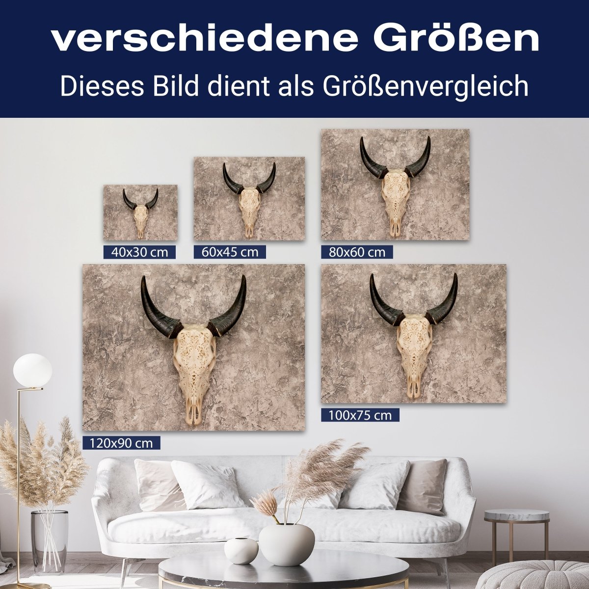 Leinwandbild Totenkopf, Schädel, Bulle, Querformat M0776 kaufen - Bild 8 Leinwandbild Totenkopf, Schädel, Bulle, Querformat M0776 kaufen - Bild 8