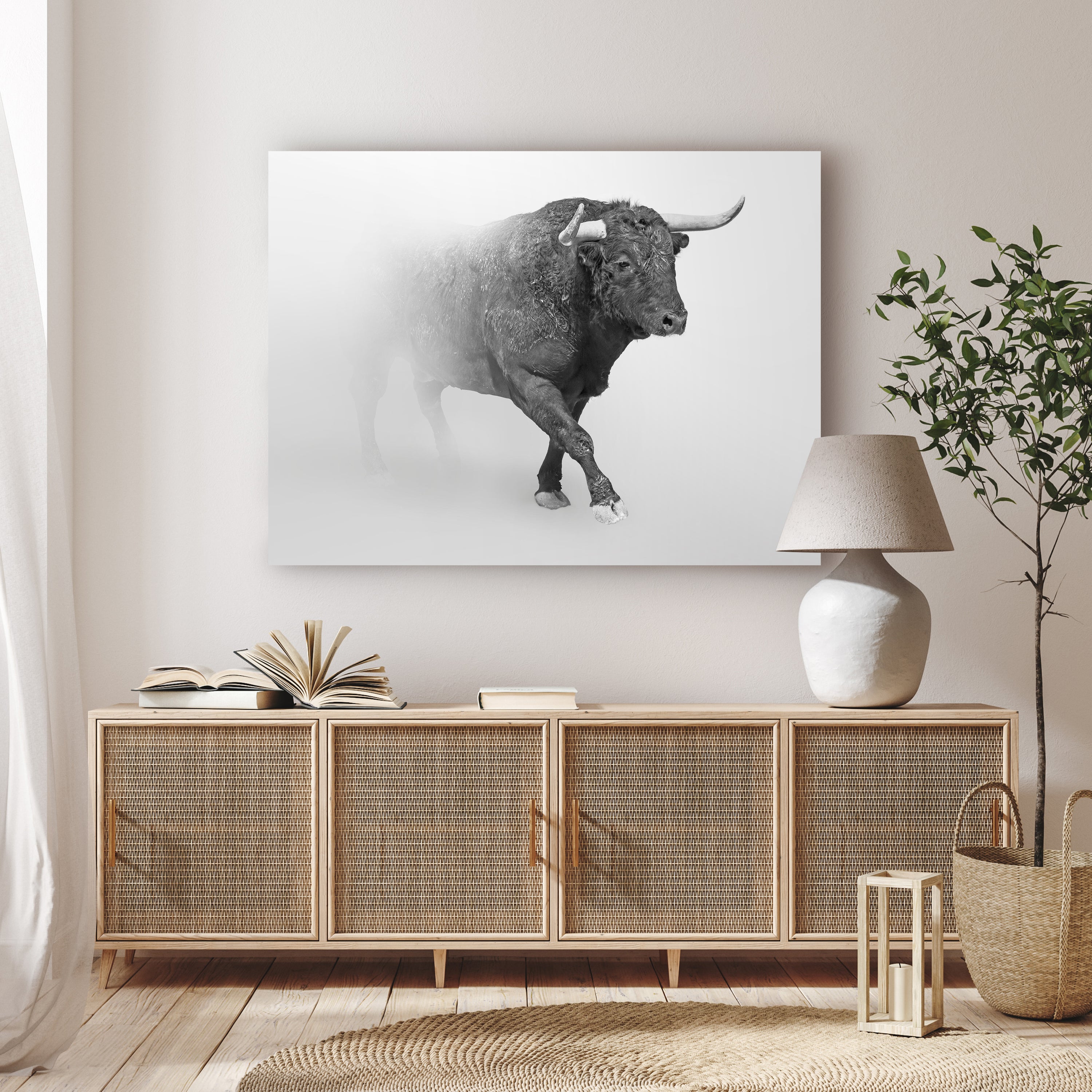 Leinwandbild Bulle, Schwarz Weiß, Querformat M0779 kaufen - Bild 2 Leinwandbild Bulle, Schwarz Weiß, Querformat M0779 kaufen - Bild 2