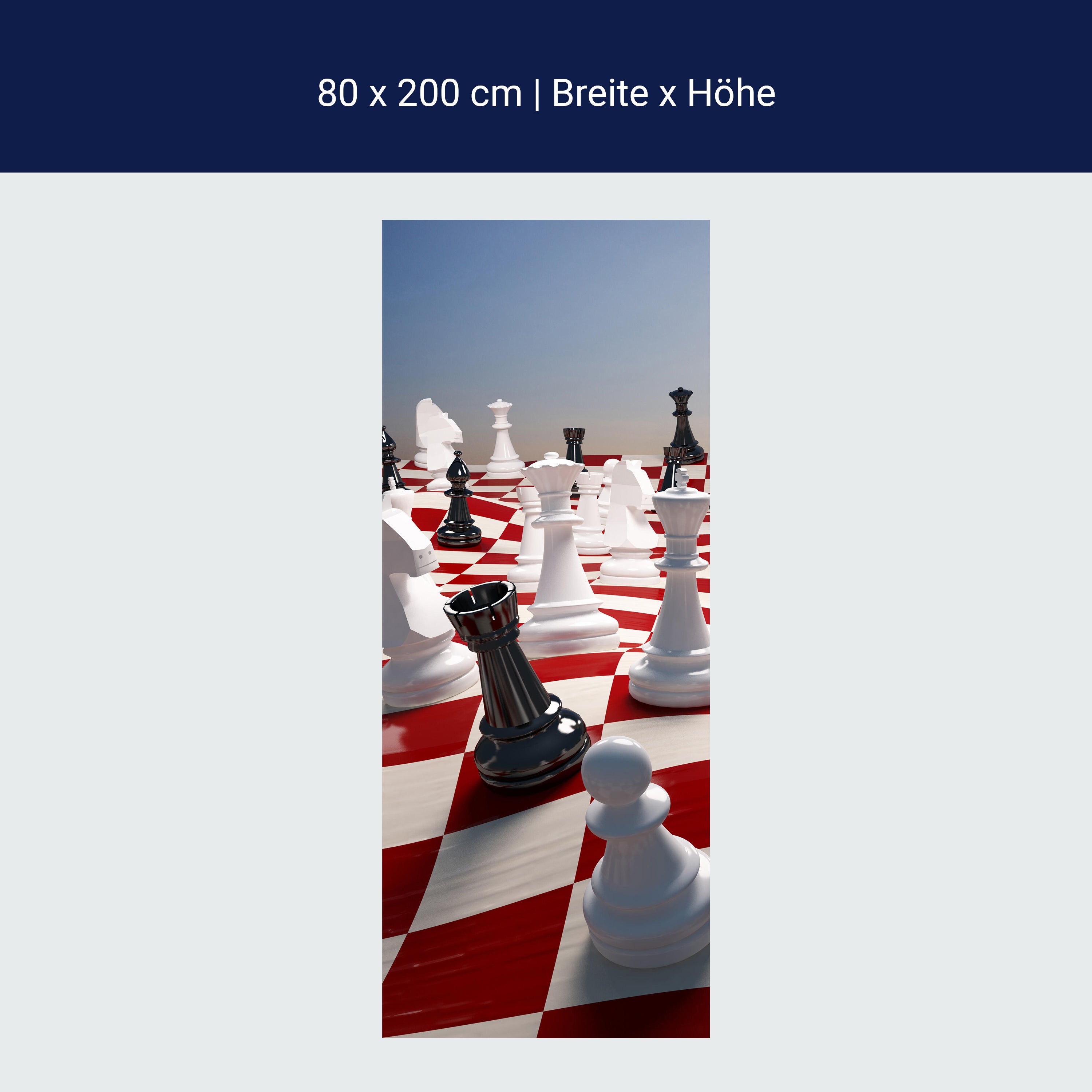 Türtapete Schach auf einem winkenden Schachfeld M0779 Türtapete Schach auf einem winkenden Schachfeld M0779