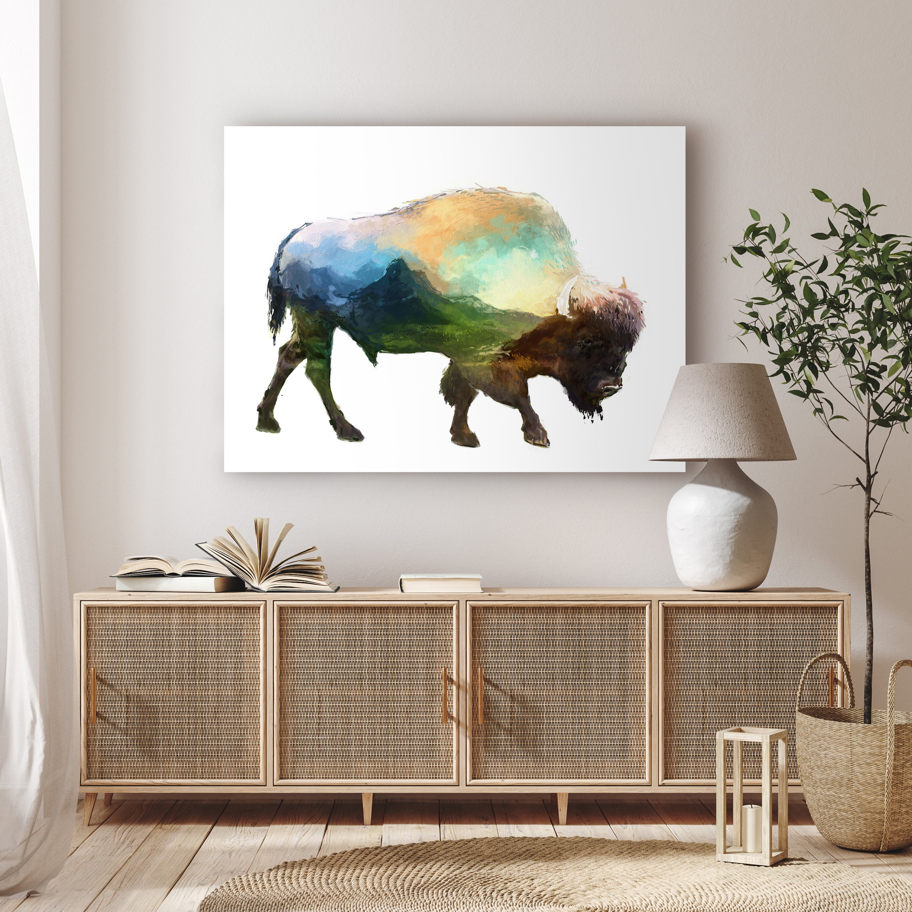 Leinwandbild Bison, Aquarell, Querformat M0780 kaufen - Bild 2 Leinwandbild Bison, Aquarell, Querformat M0780 kaufen - Bild 2
