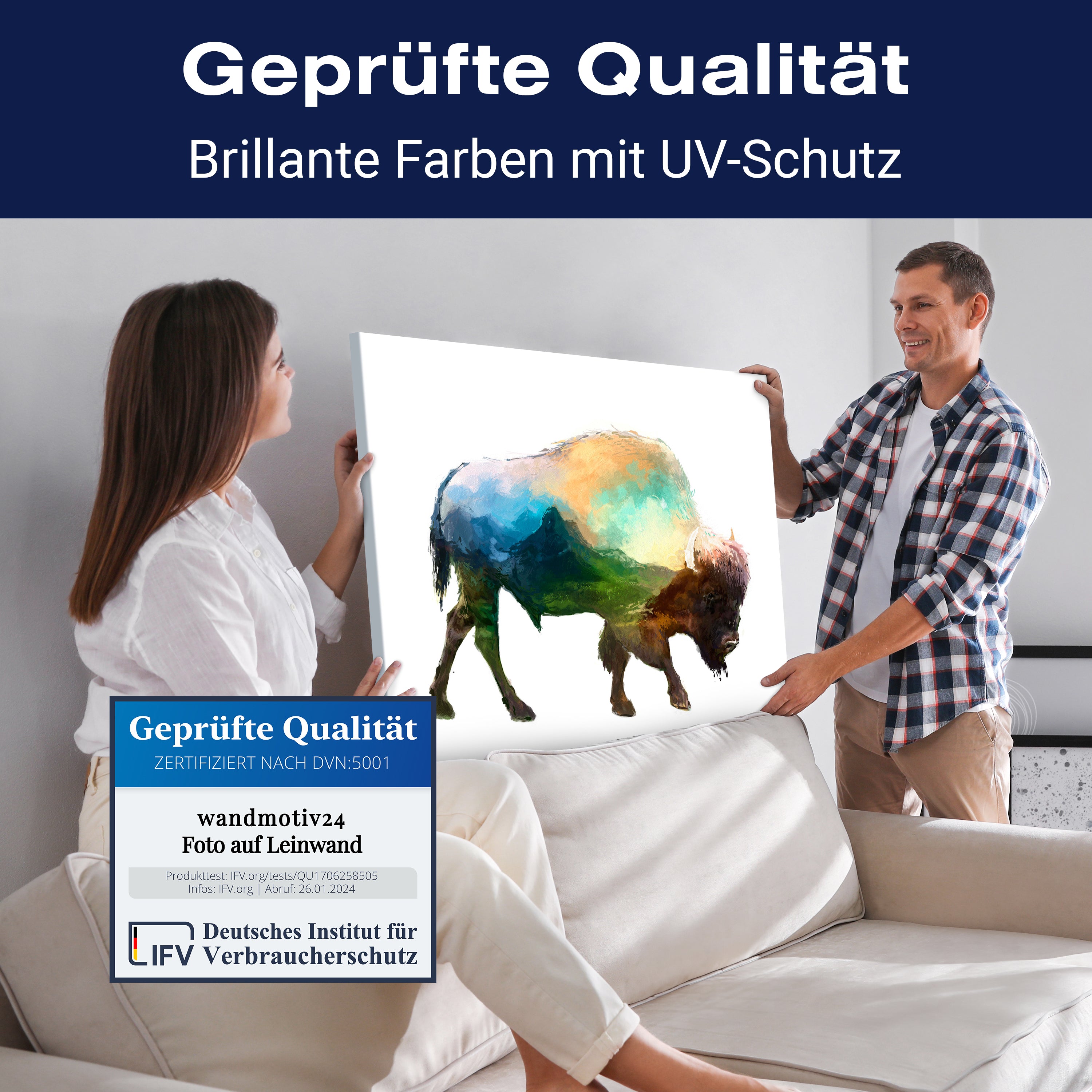 Leinwandbild Bison, Aquarell, Querformat M0780 kaufen - Bild 4 Leinwandbild Bison, Aquarell, Querformat M0780 kaufen - Bild 4