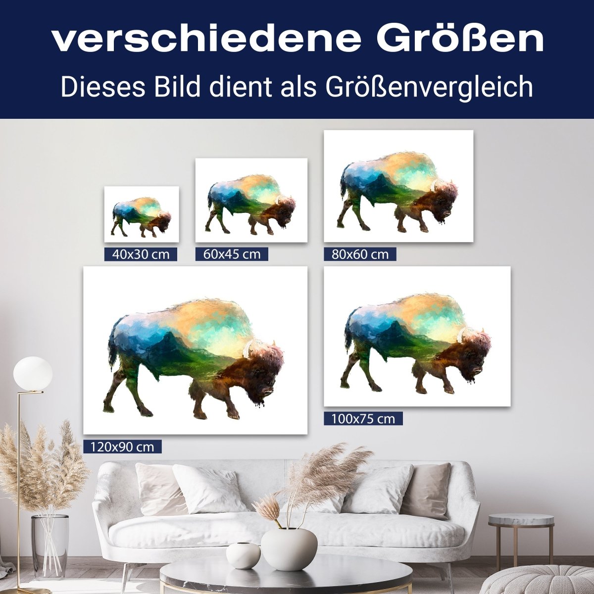 Leinwandbild Bison, Aquarell, Querformat M0780 kaufen - Bild 8 Leinwandbild Bison, Aquarell, Querformat M0780 kaufen - Bild 8