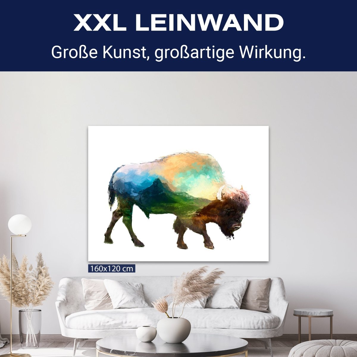 Leinwandbild Bison, Aquarell, Querformat M0780 kaufen - Bild 9 Leinwandbild Bison, Aquarell, Querformat M0780 kaufen - Bild 9