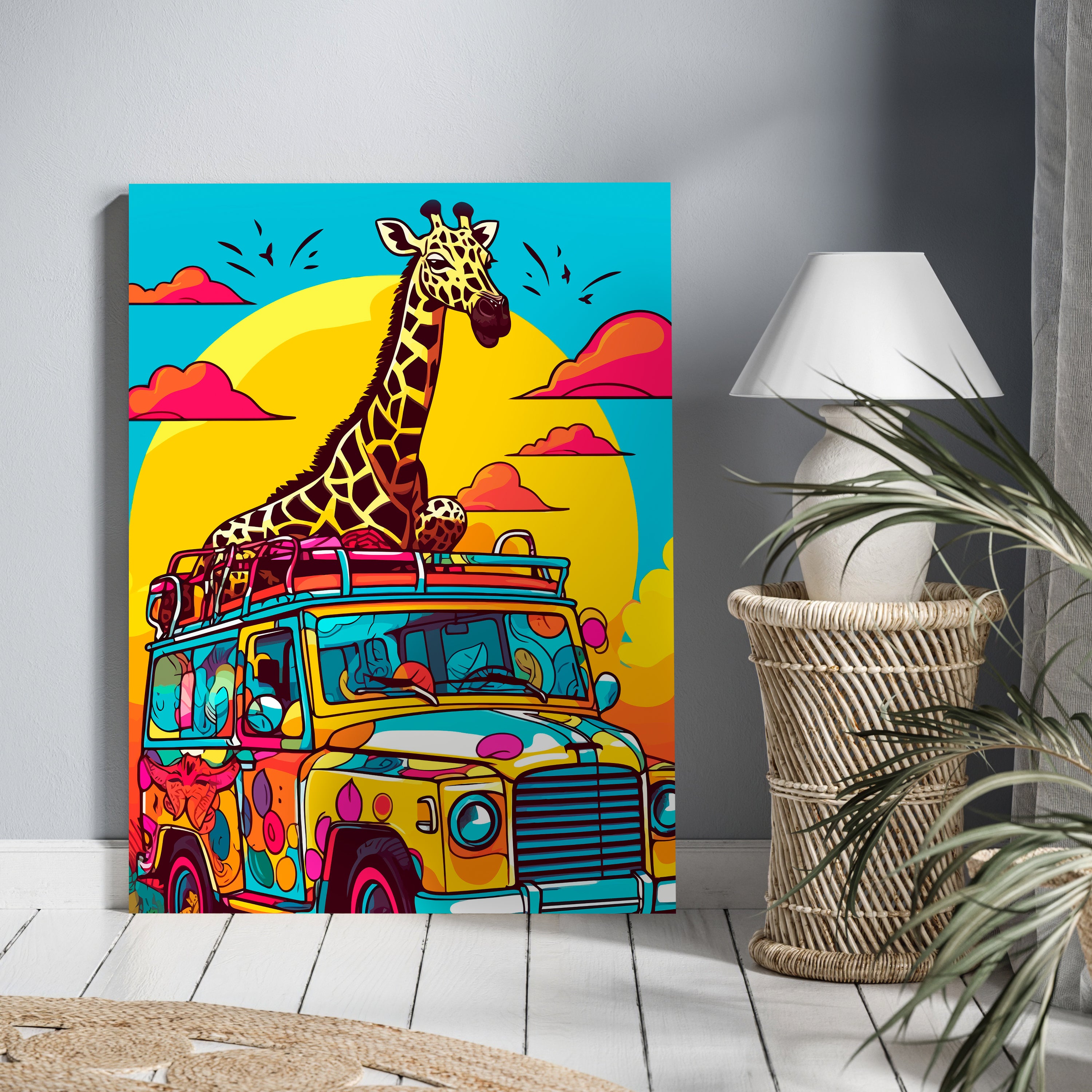 Leinwandbild Digital Art, Giraffe, Jeep, Safari, Hochformat M0789 kaufen - Bild 2 Leinwandbild Digital Art, Giraffe, Jeep, Safari, Hochformat M0789 kaufen - Bild 2